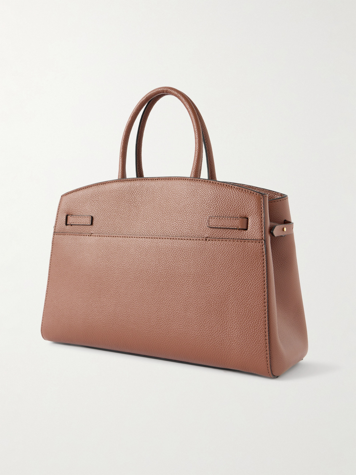 Demellier The Hudson Midi Textured-leather Tote In Brown