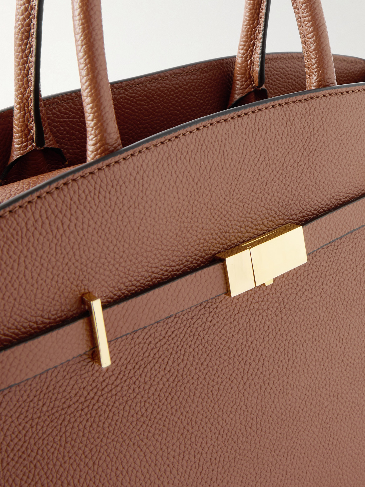 Demellier The Hudson Midi Textured-leather Tote In Brown