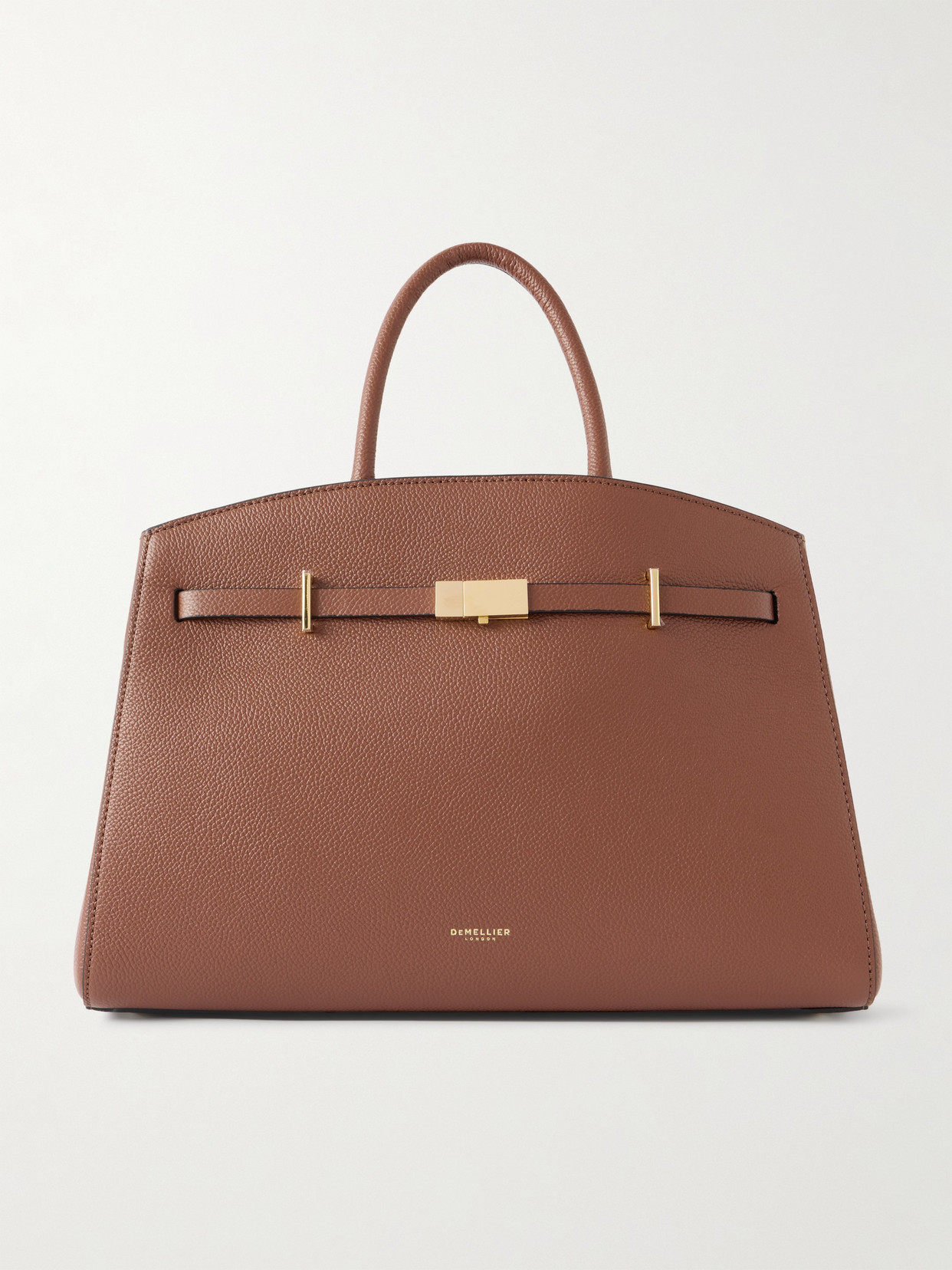 Demellier The Hudson Midi Textured-leather Tote In Brown