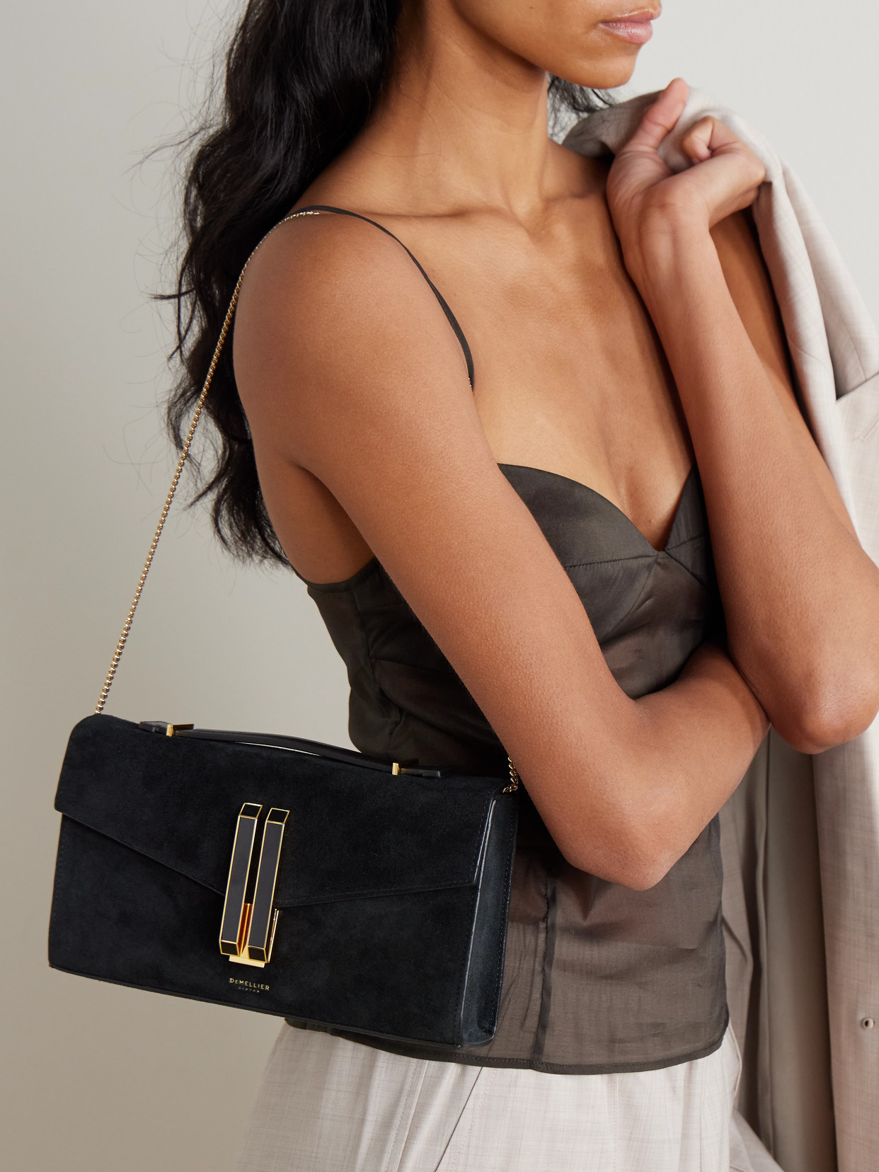 Demellier The Vancouver Suede Clutch In Black