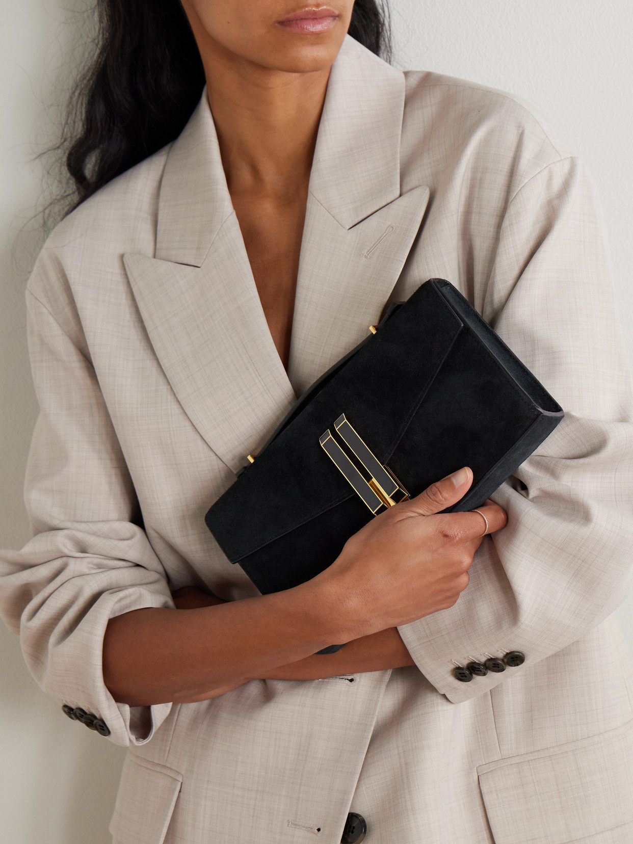 Demellier The Vancouver Suede Clutch In Black