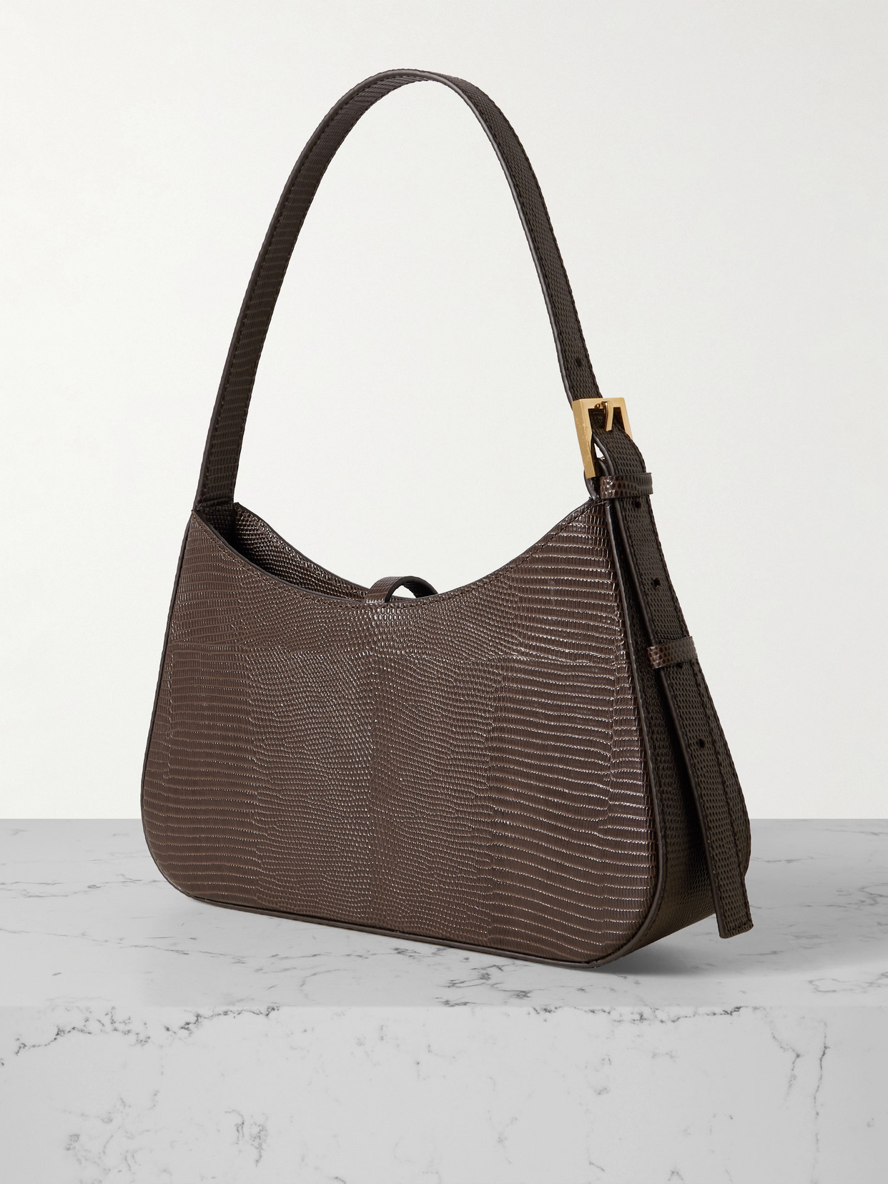 Demellier Tokyo Croc-effect Leather Shoulder Bag In Brown