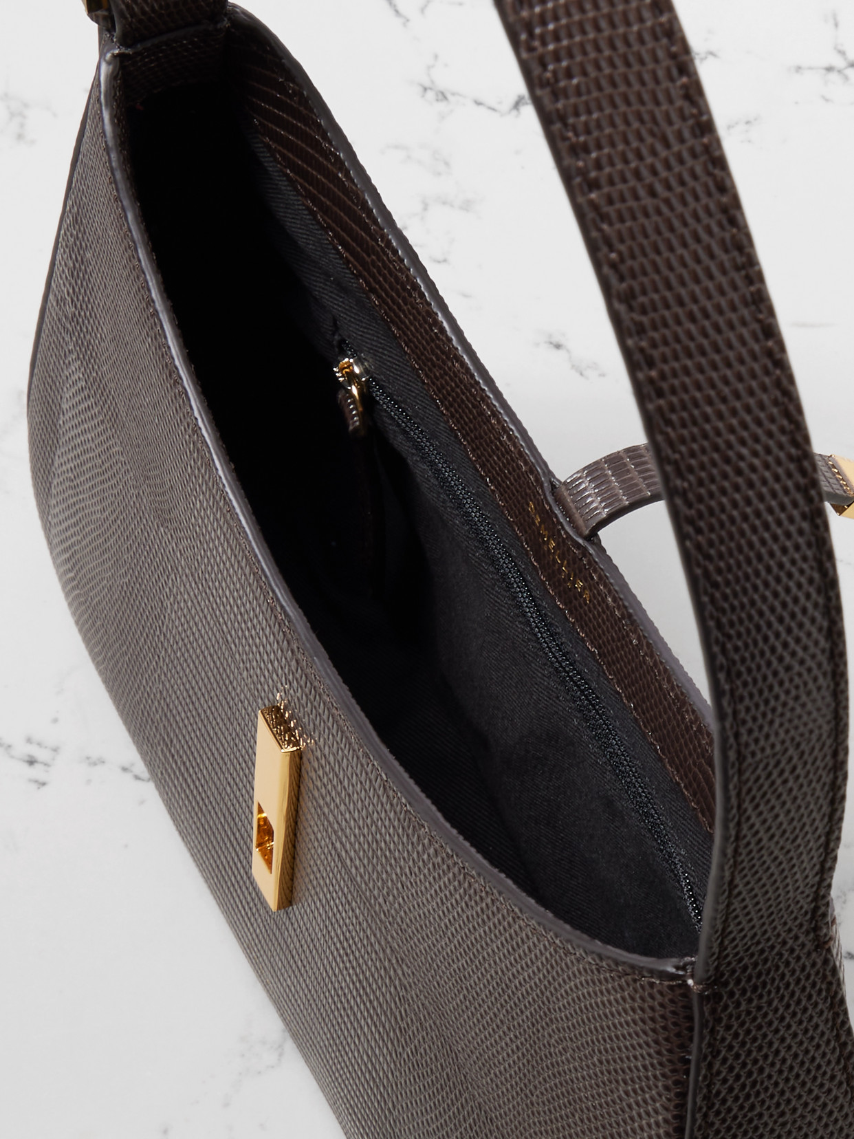 Demellier Tokyo Croc-effect Leather Shoulder Bag In Brown