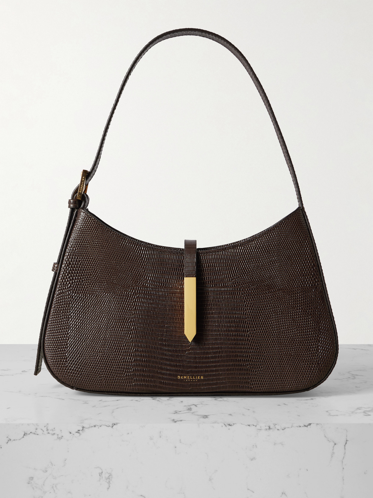 Demellier Tokyo Croc-effect Leather Shoulder Bag In Brown