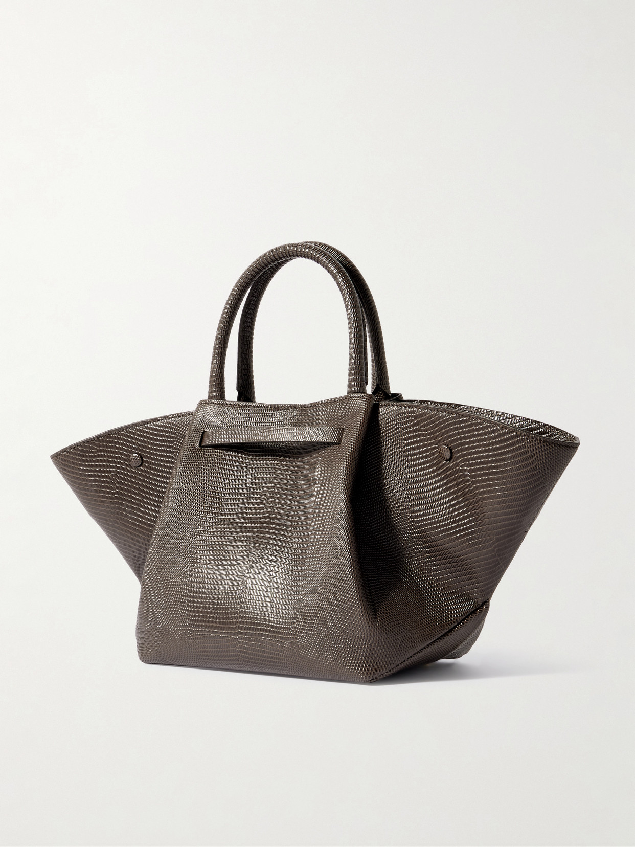 Demellier Midi New York Croc-effect Leather Tote In Gray