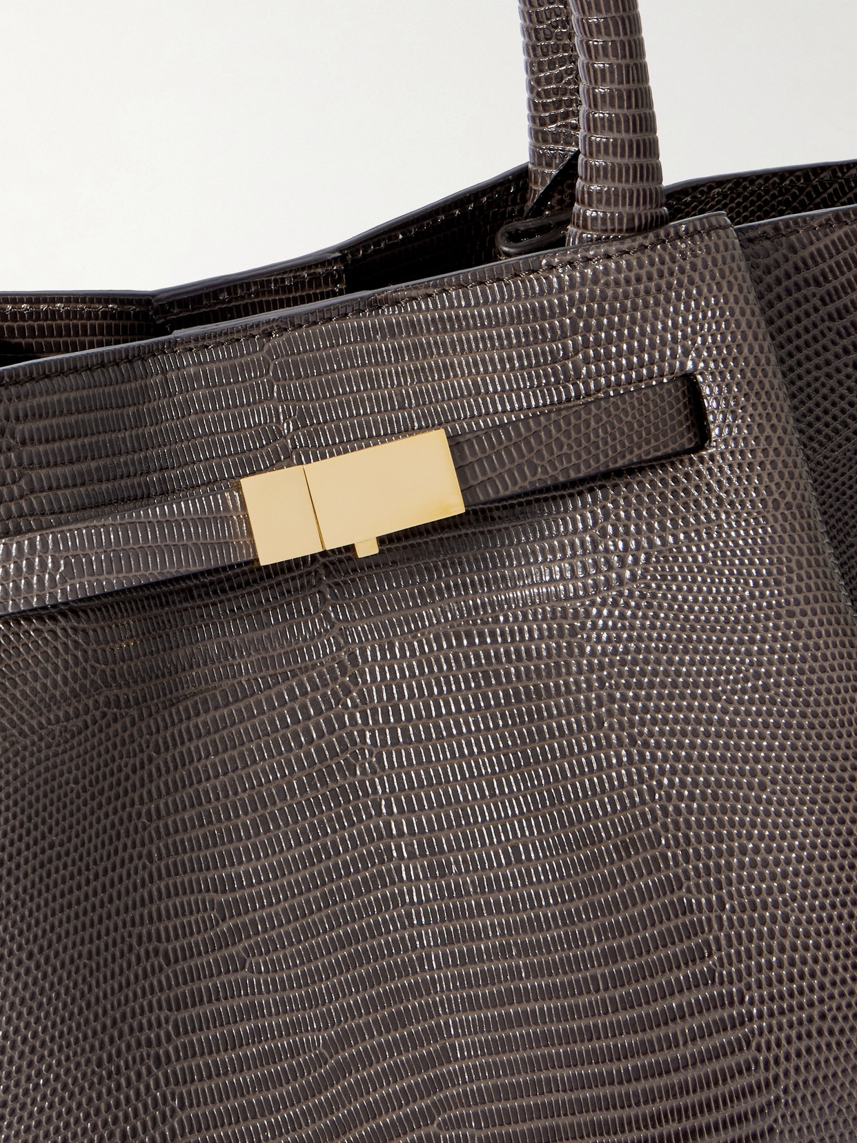Demellier Midi New York Croc-effect Leather Tote In Gray