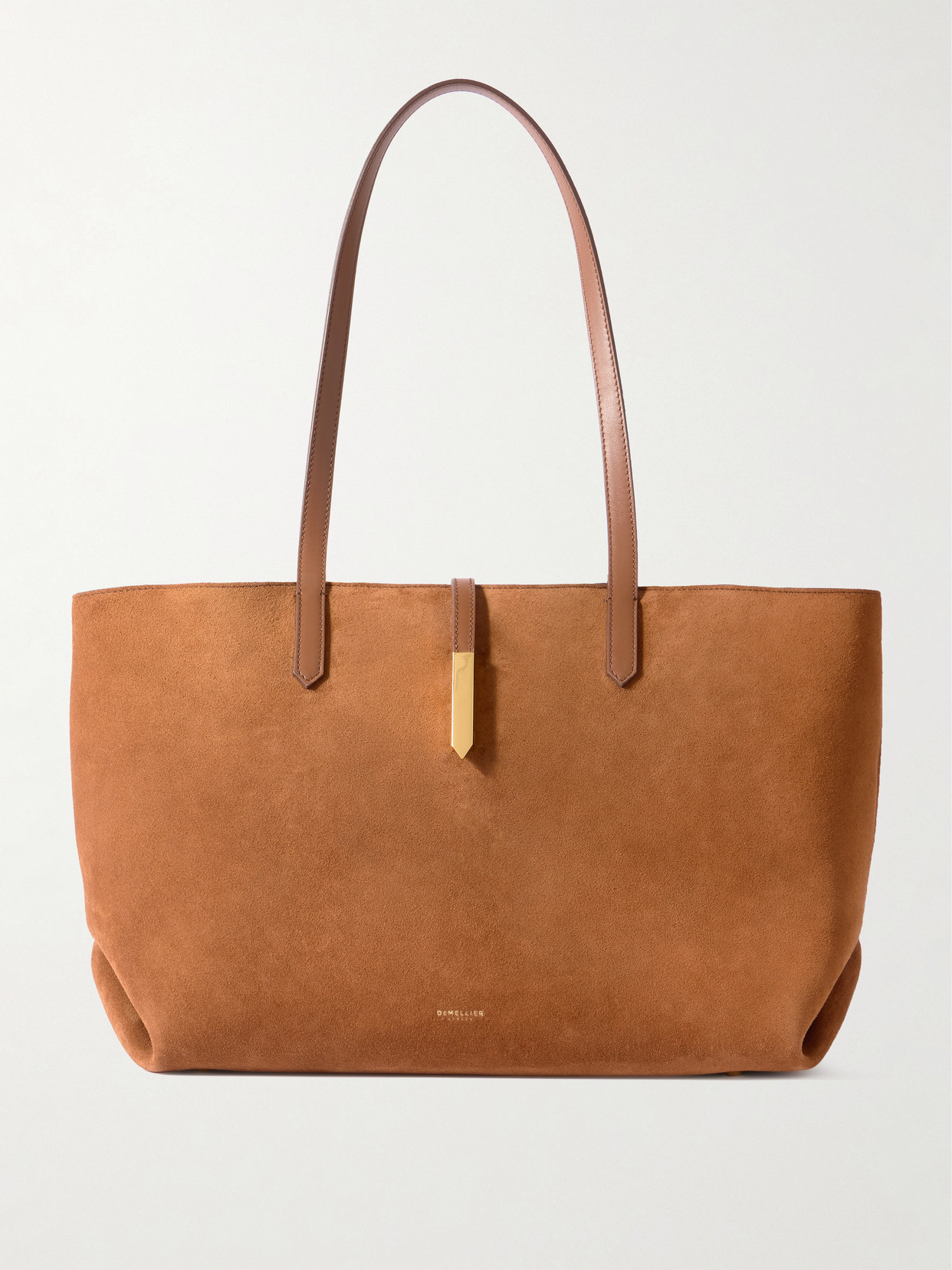 Demellier Tokyo Leather-trimmed Suede Tote In Brown
