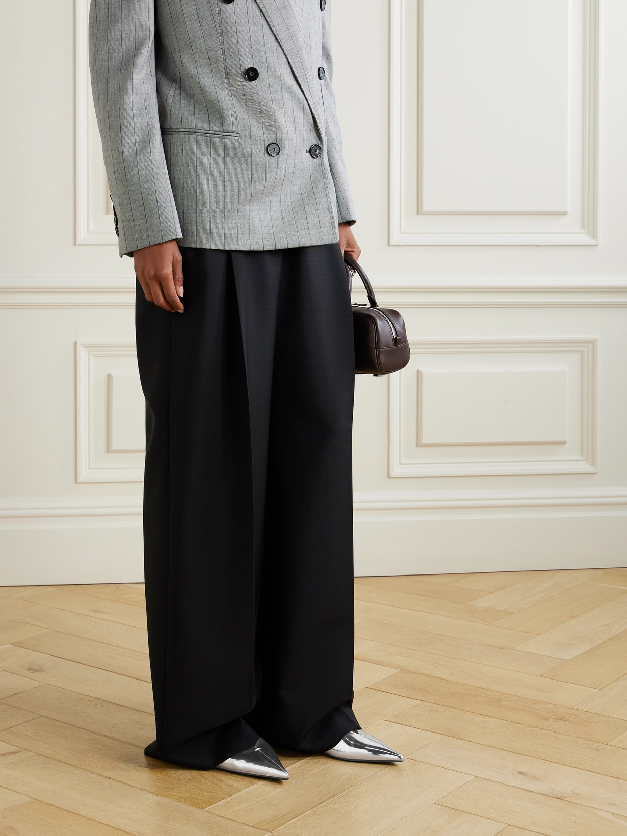 Proenza Schouler Slash Metallic Leather Point-toe Flats In Neutral