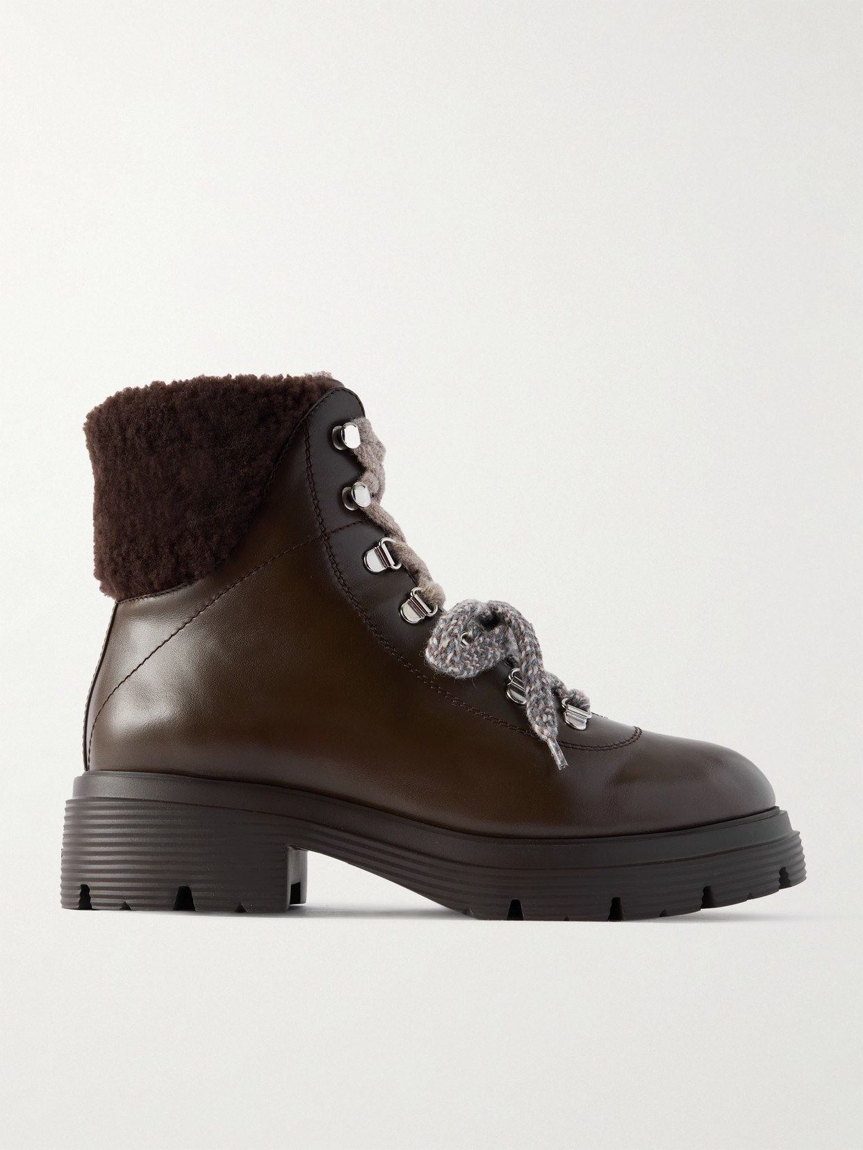 Stuart Weitzman Hudson Lite Genuine Shearling Lined Lace-up Bootie In Brown