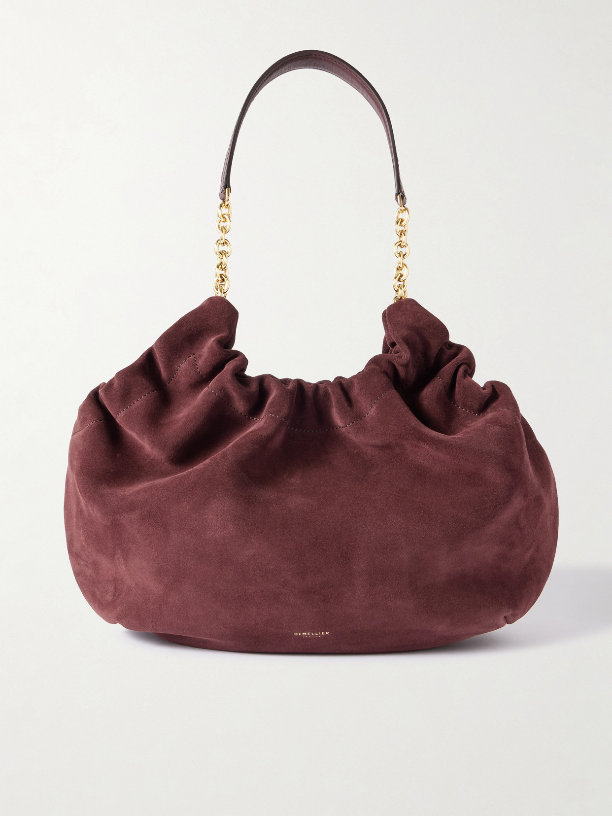 Demellier Miami Suede Shoulder Bag In Burgundy