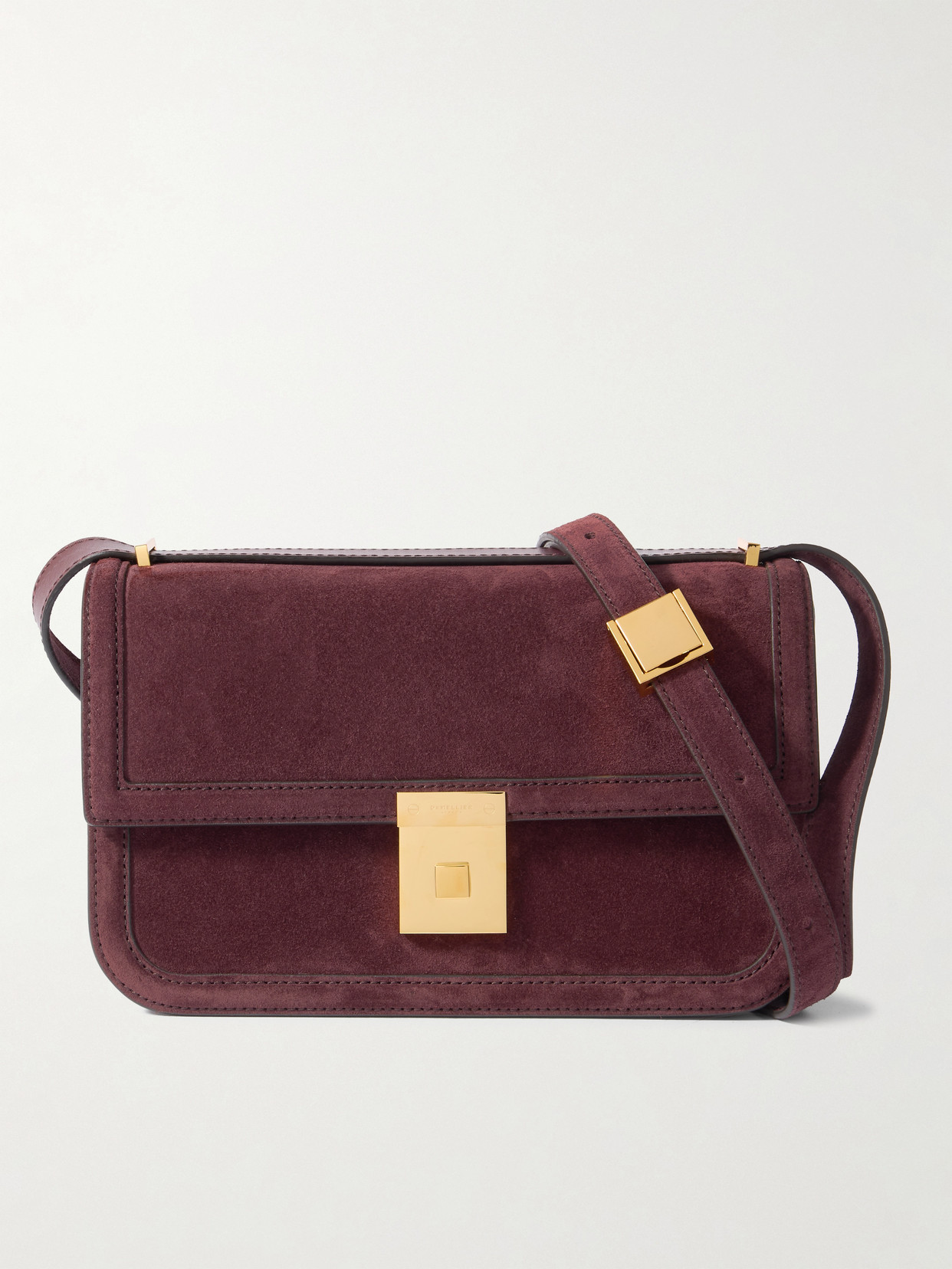 Demellier Paris Suede Shoulder Bag In Burgundy