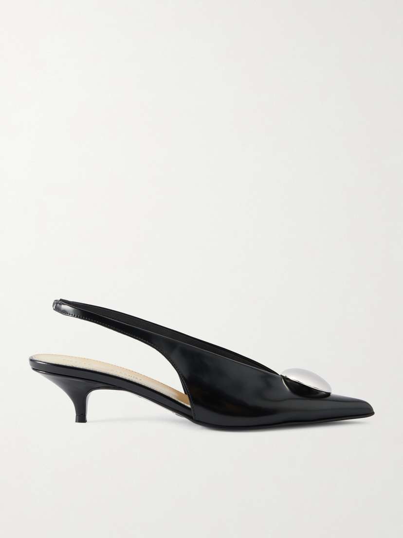 Proenza Schouler Dome Embellished Leather Slingback Pumps