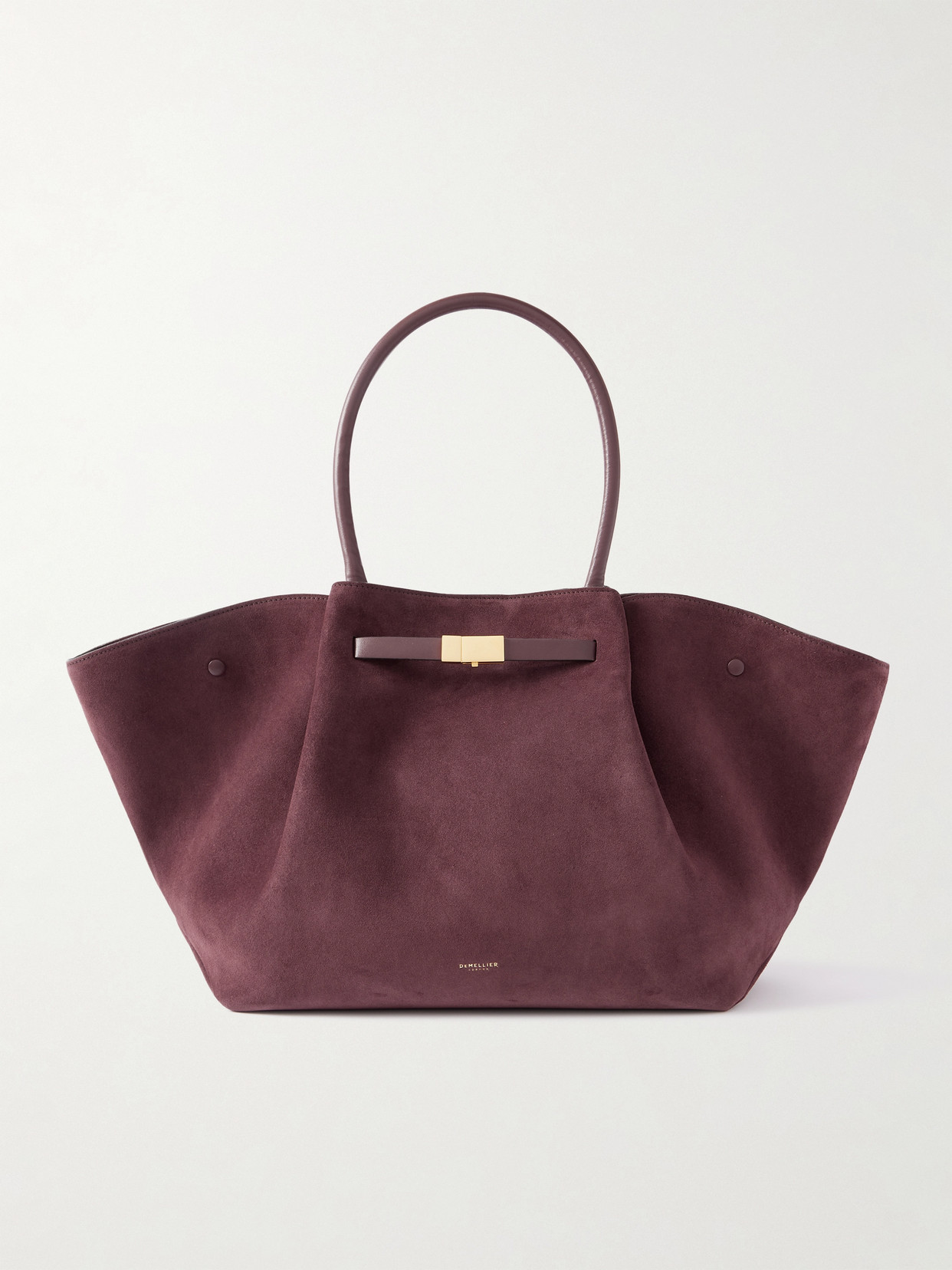 Demellier New York Large Leather-trimmed Suede Tote In Burgundy