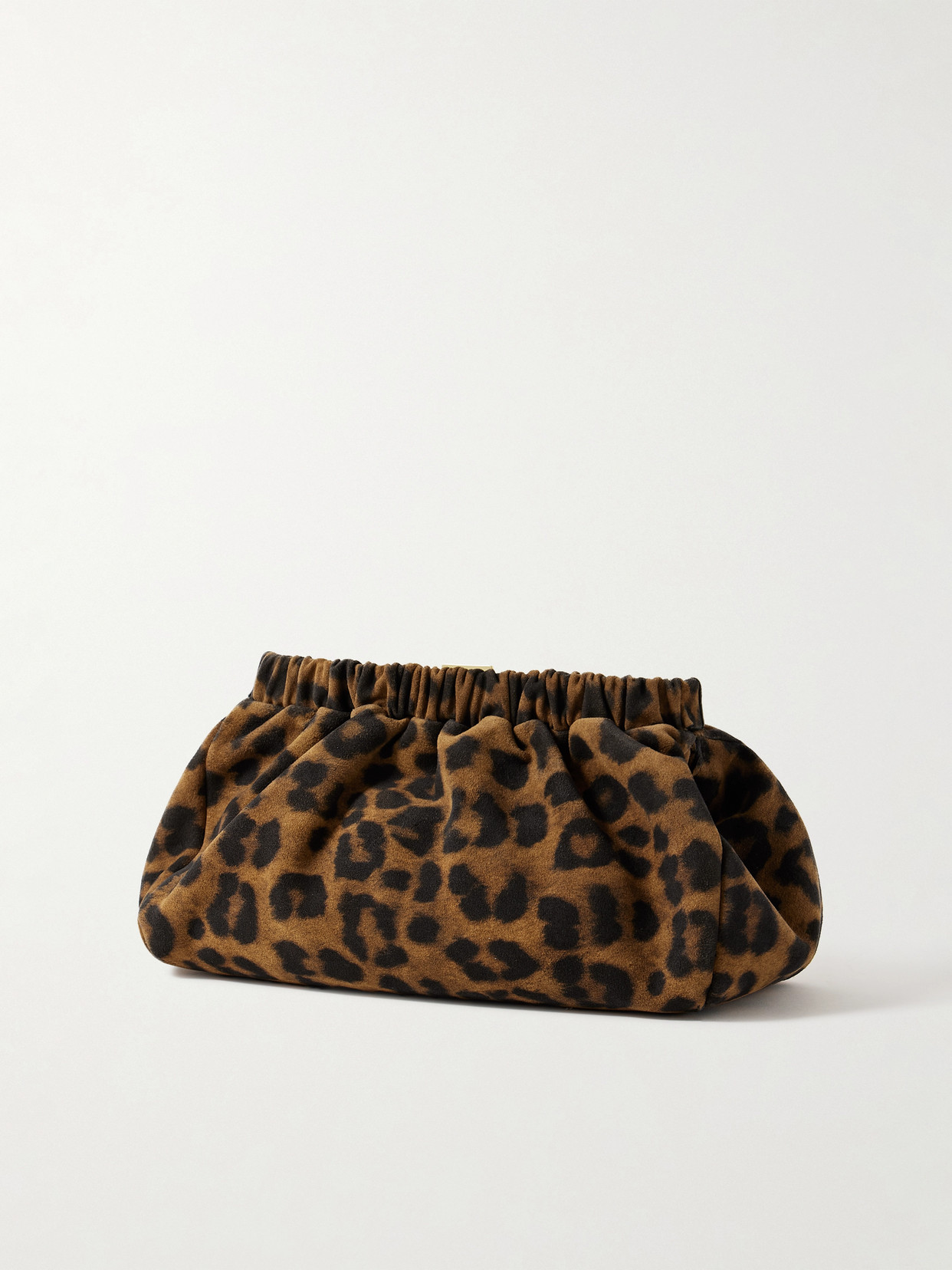 Demellier Miami Gathered Leopard-print Suede Clutch In Multi