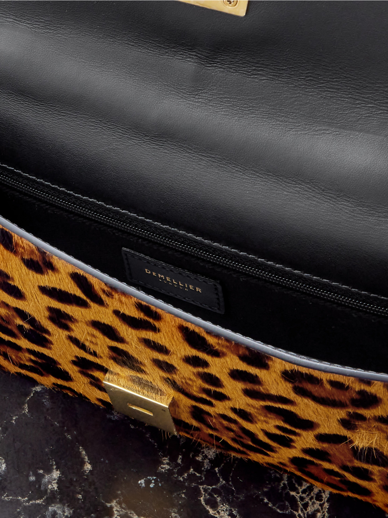 Demellier Vancouver Leopard-print Calf Hair Clutch In Multi