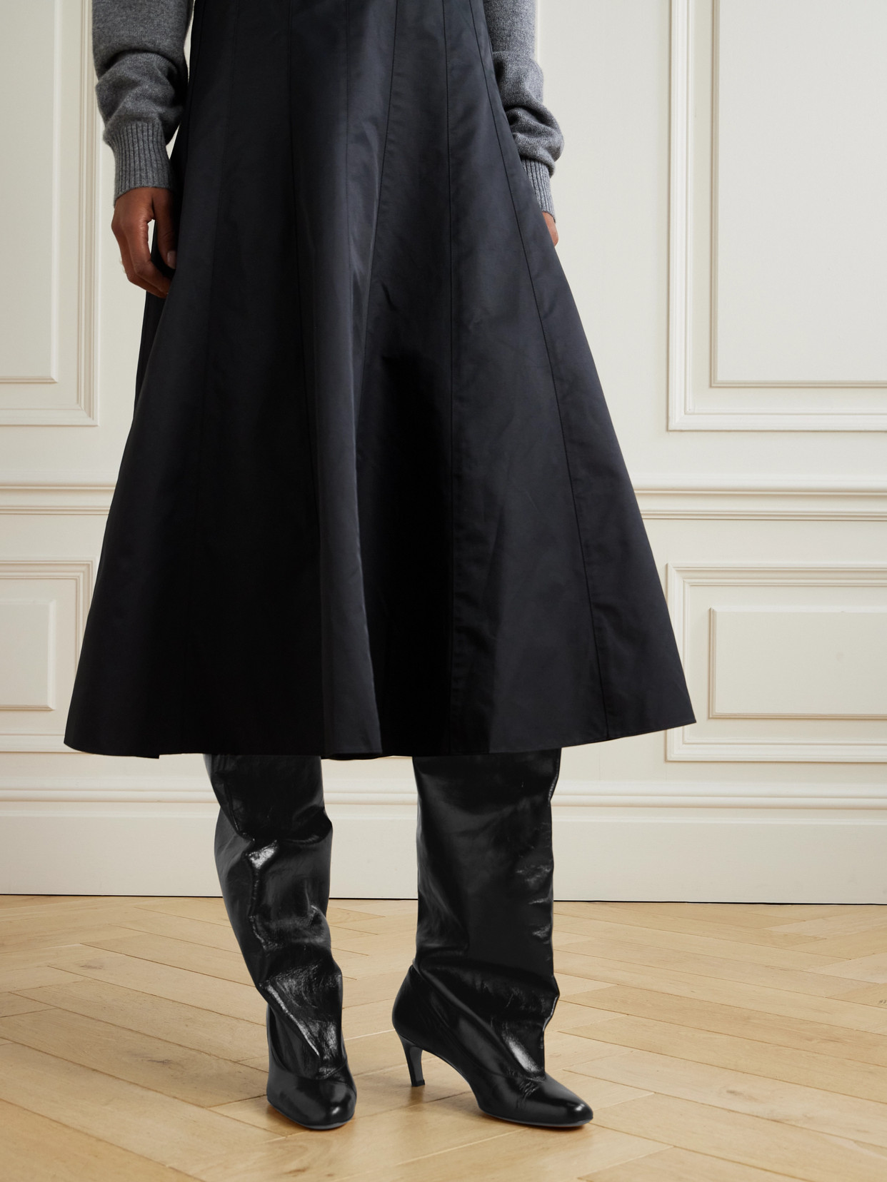 Proenza Schouler Uma Crinkled-leather Over-the-knee Boots In Black