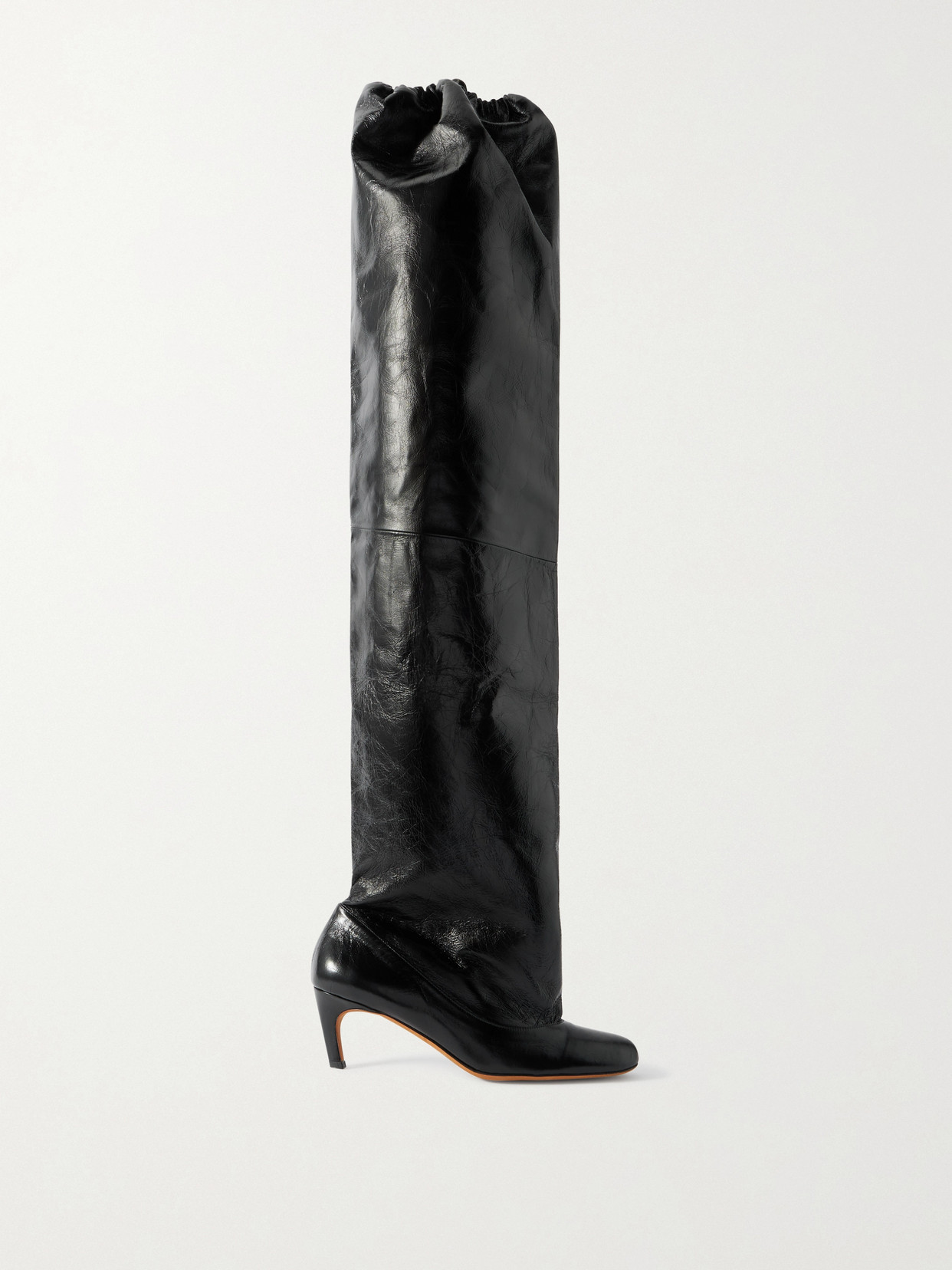 Proenza Schouler Uma Crinkled-leather Over-the-knee Boots In Black