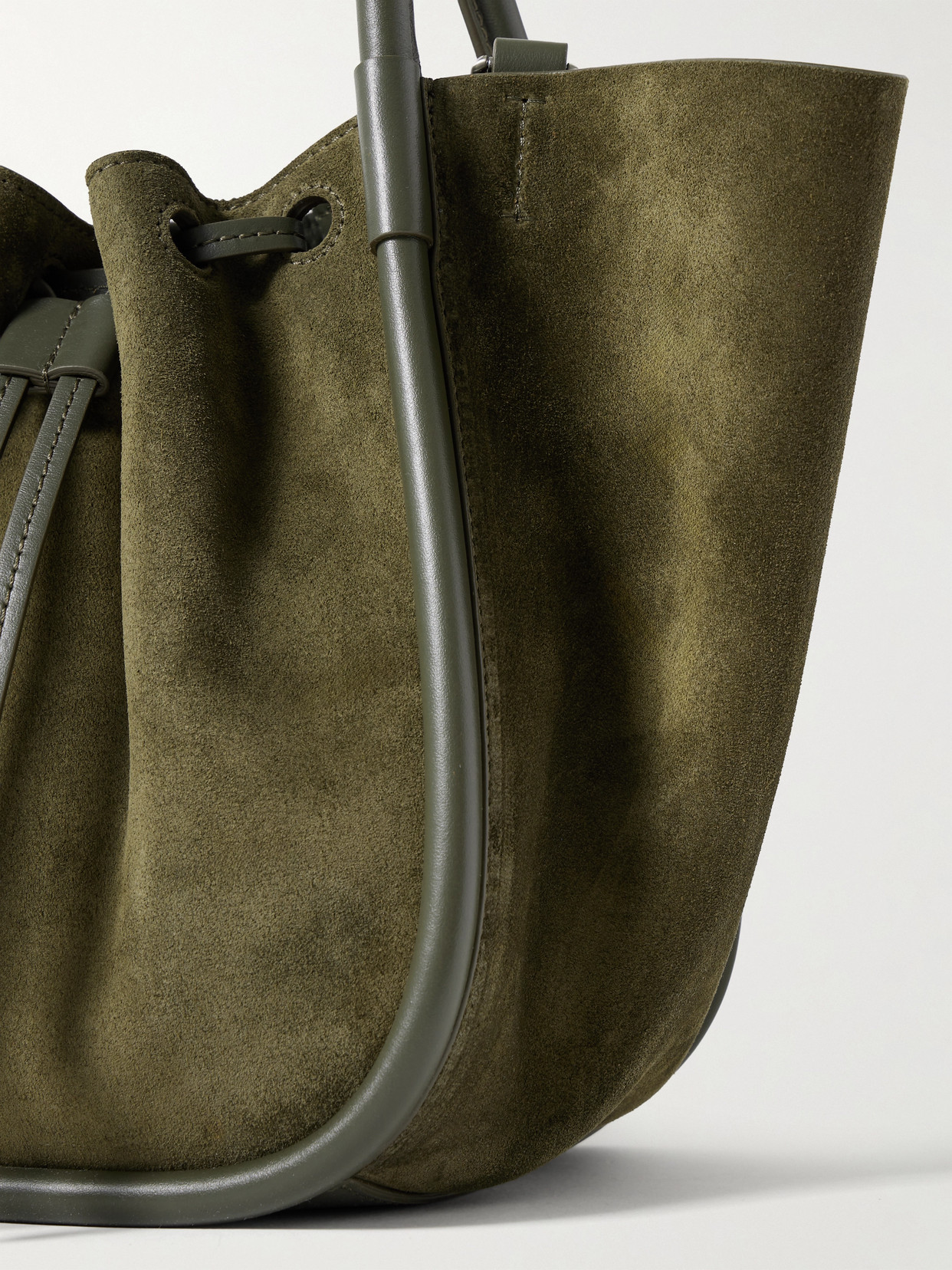 Proenza Schouler Small Leather-trimmed Ruched Suede Tote In Green
