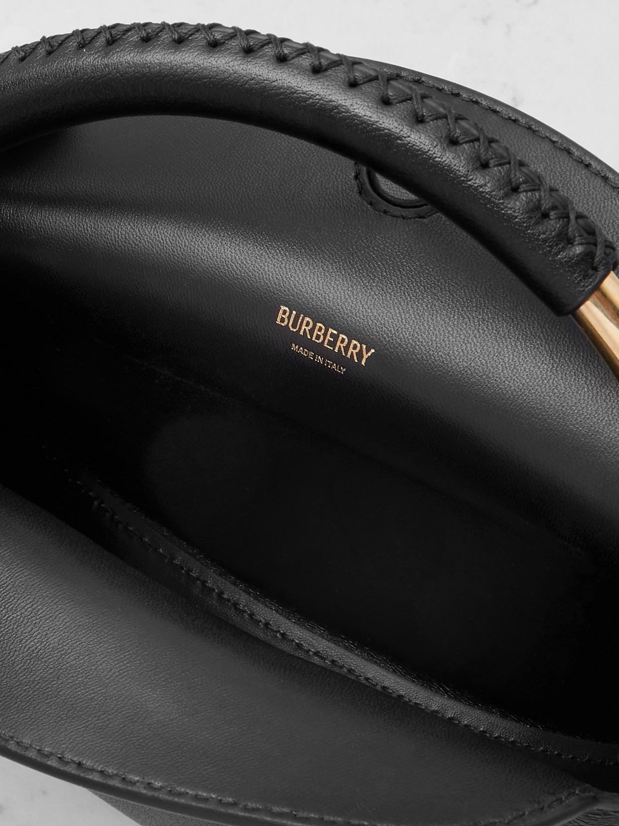 Burberry Mini Leather Tote In Black