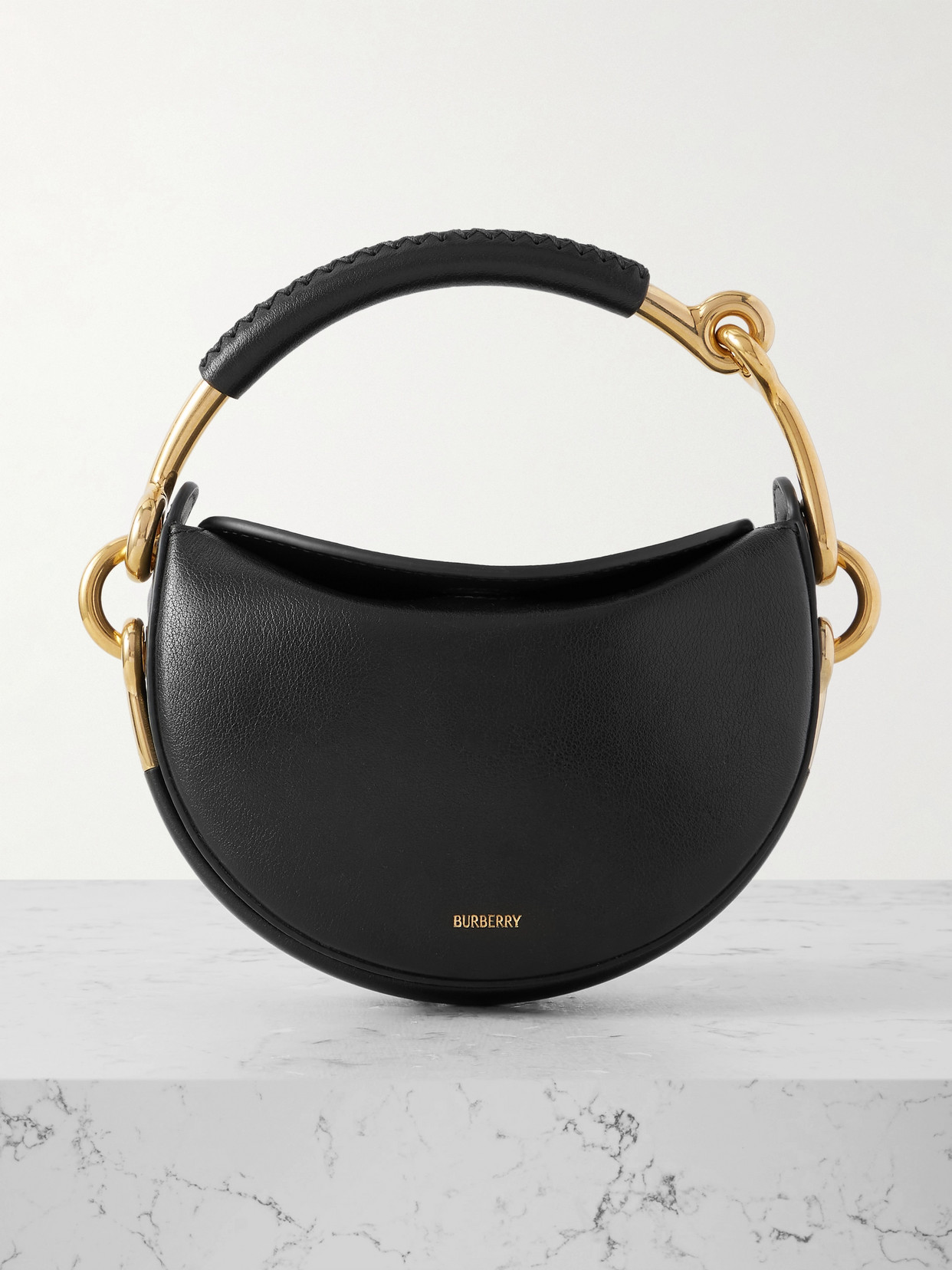 Burberry Mini Leather Tote In Black