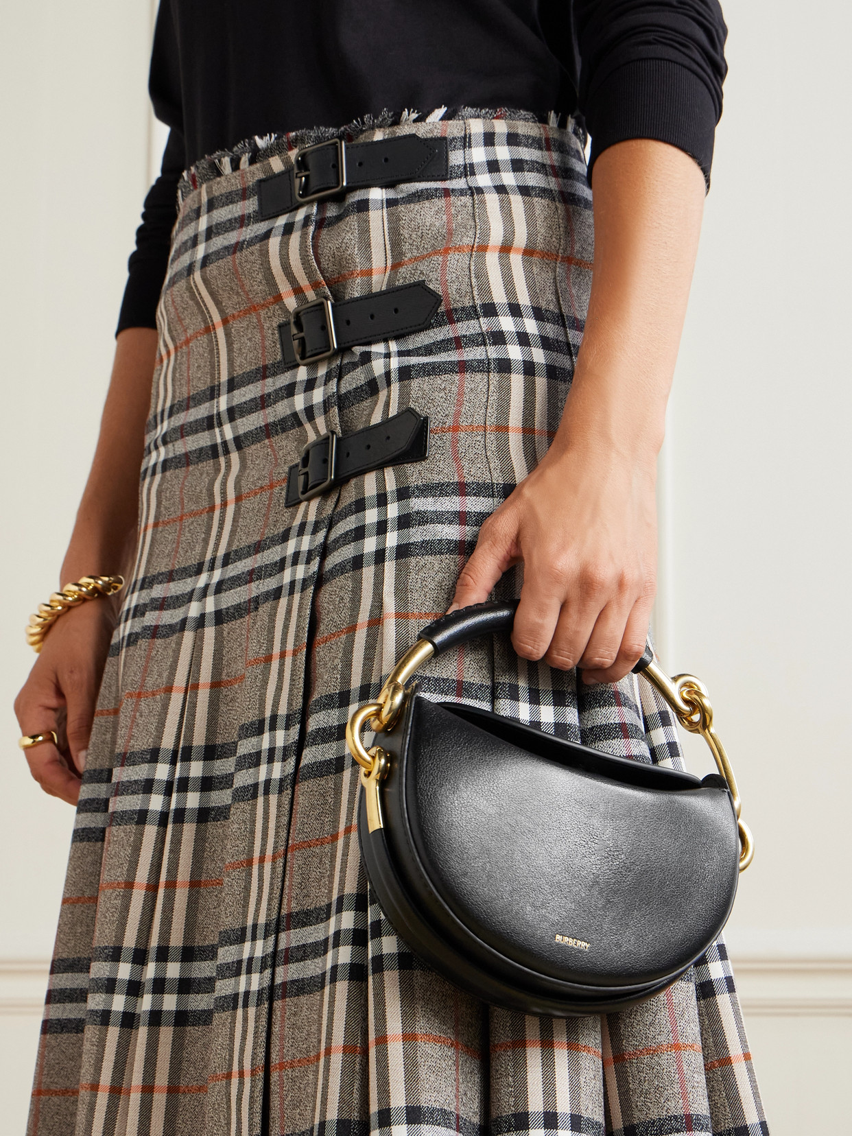 Burberry Mini Leather Tote In Black