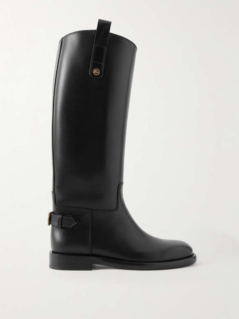 Burberry Buckled Leather Knee Boots