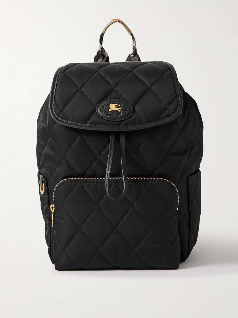 Burberry Embellished Leather-trimmed Quilted Shell Backpack