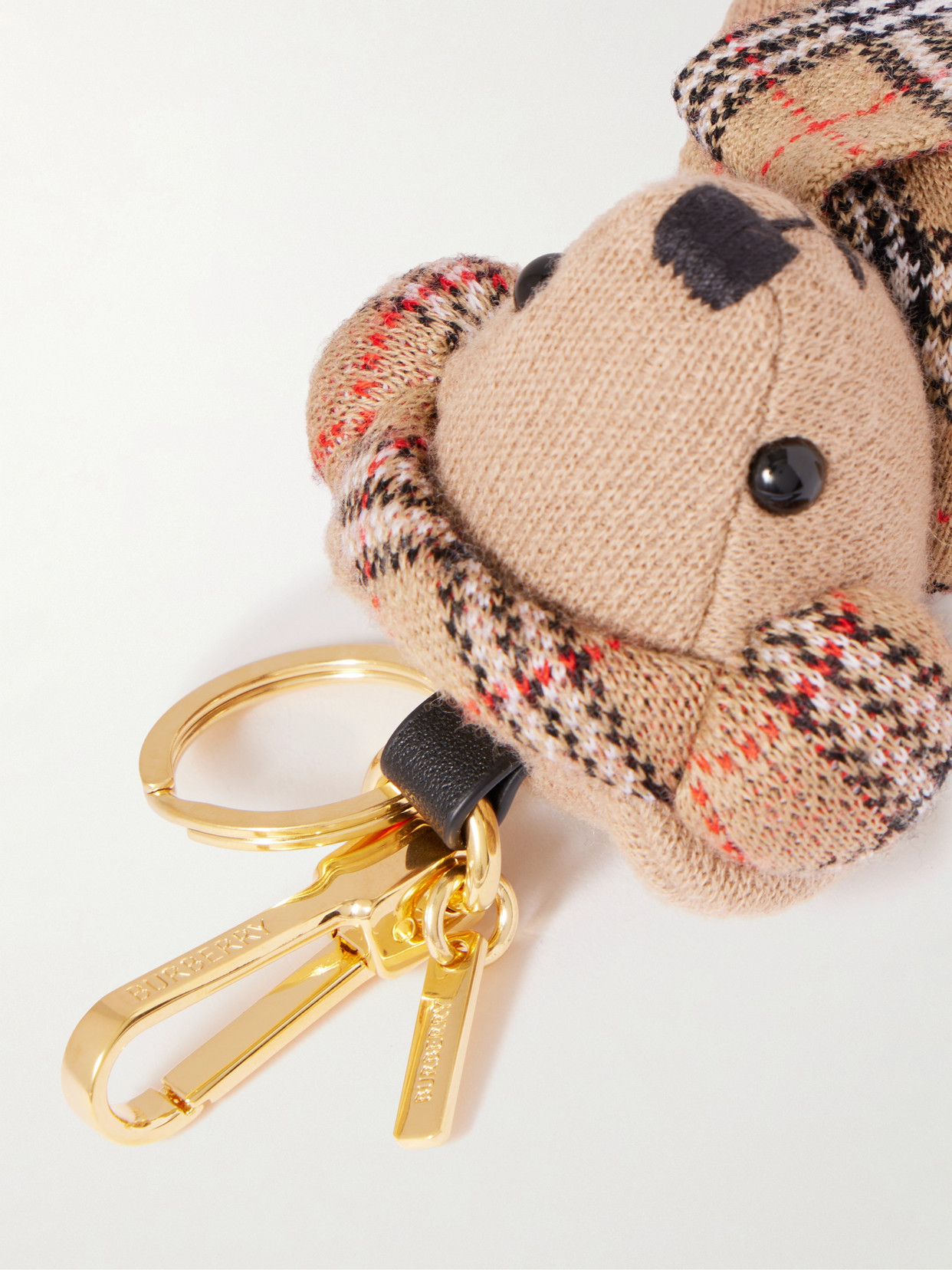 Burberry Checked Wool And Cashmere-blend And Gold-tone Bag Charm In Multi
