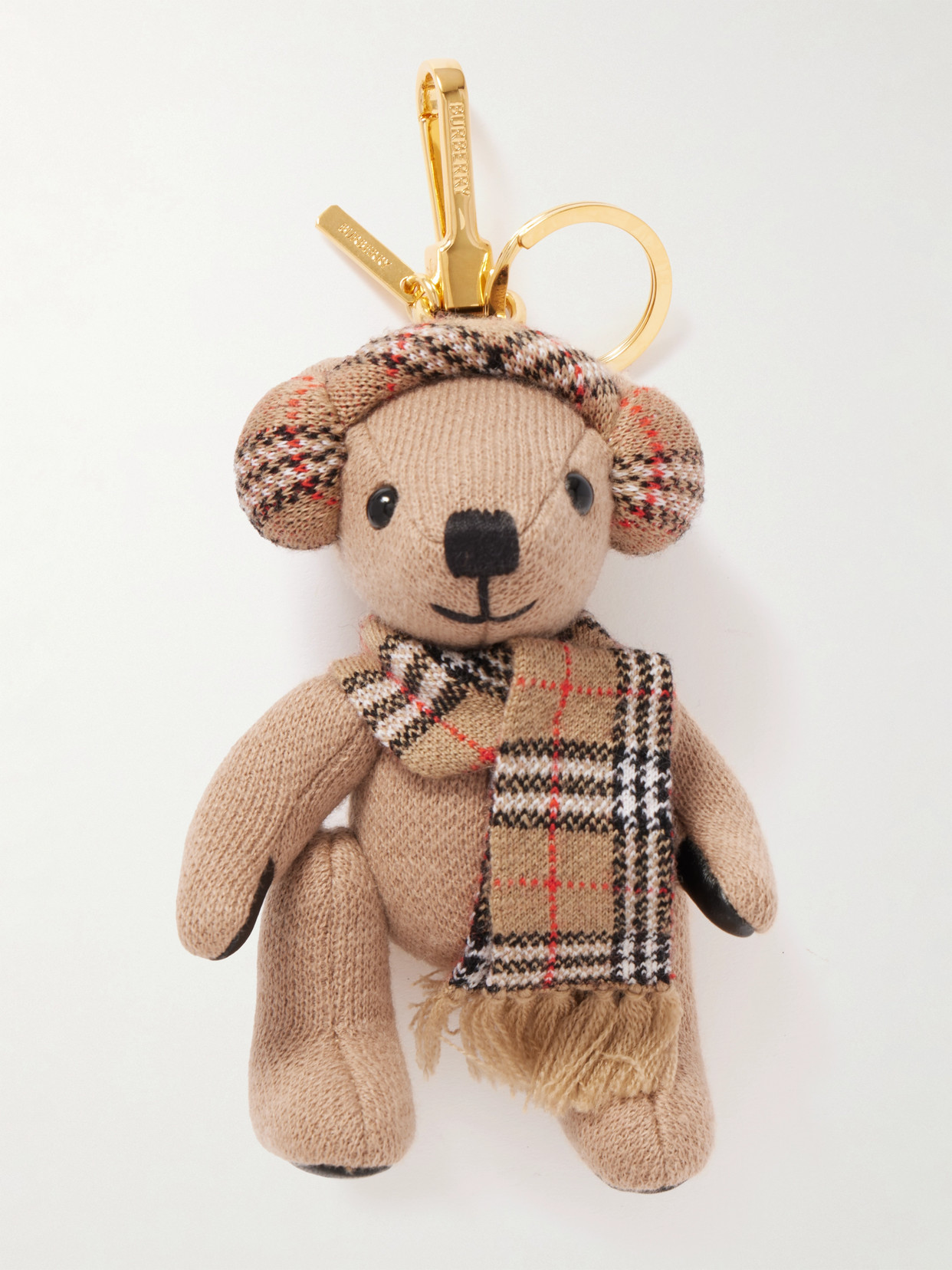 Burberry Checked Wool And Cashmere-blend And Gold-tone Bag Charm In Multi