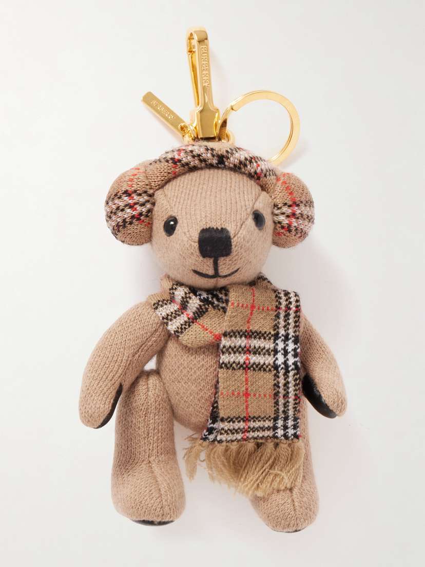 Burberry Checked Wool And Cashmere-blend And Gold-tone Bag Charm
