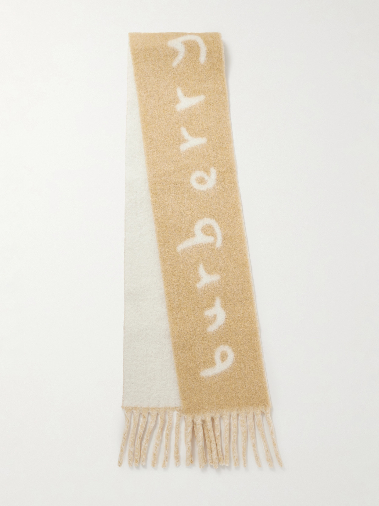 Burberry Reversible Fringed Jacquard-knit Alpaca-blend Scarf In Neutral