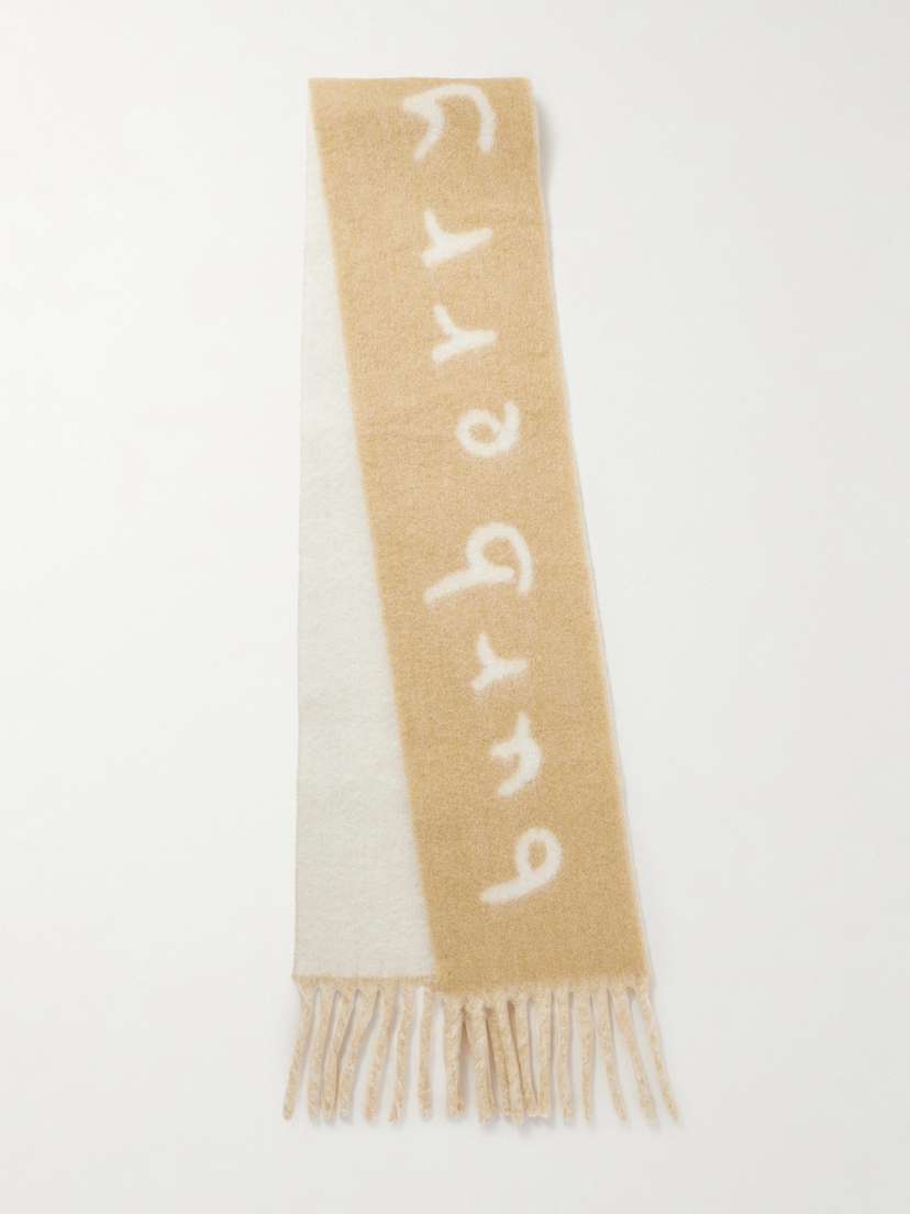 Burberry Reversible Fringed Jacquard-knit Alpaca-blend Scarf