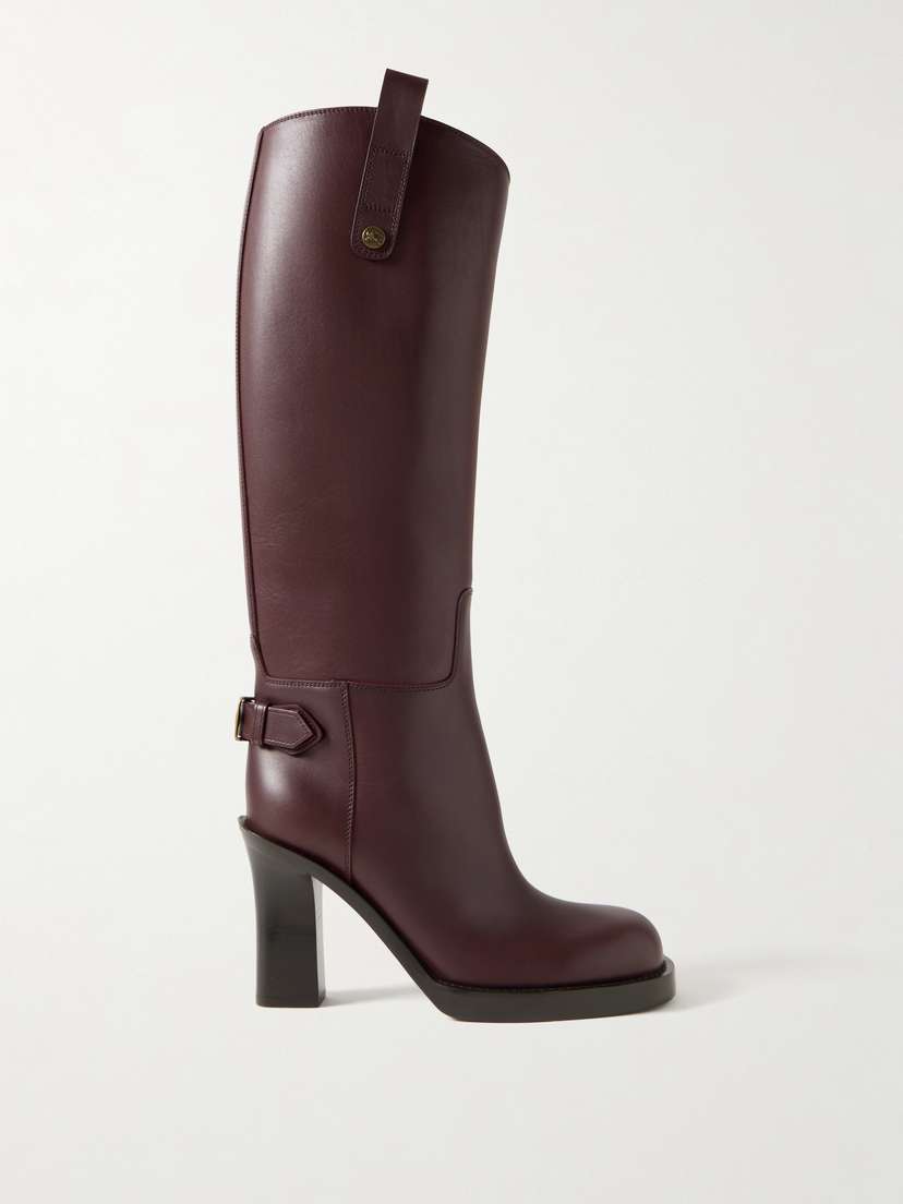 Burberry Buckled Leather Knee Boots