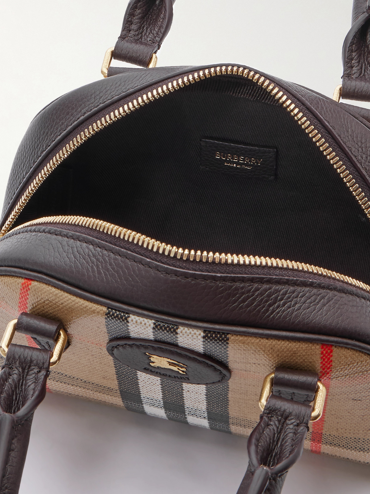 Burberry Mini Highlands Bowling Handbag And Handles In Neutral