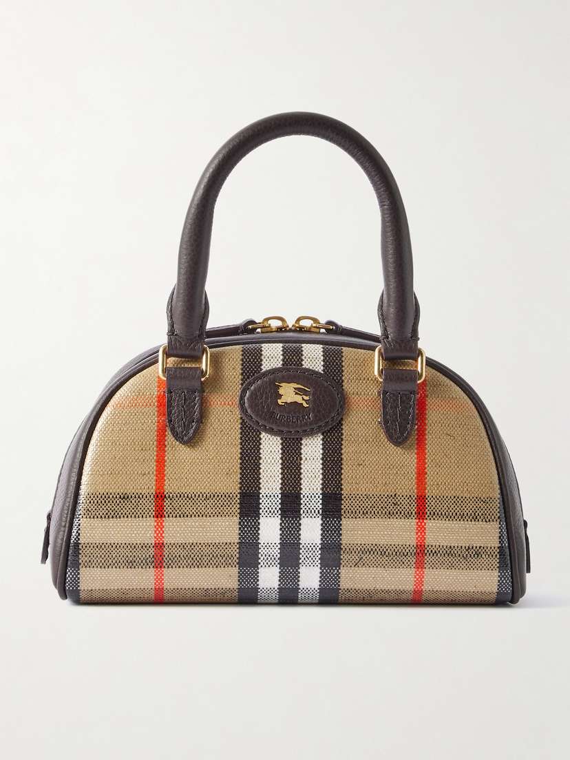 Burberry Mini Leather-trimmed Checked Coated-canvas Tote