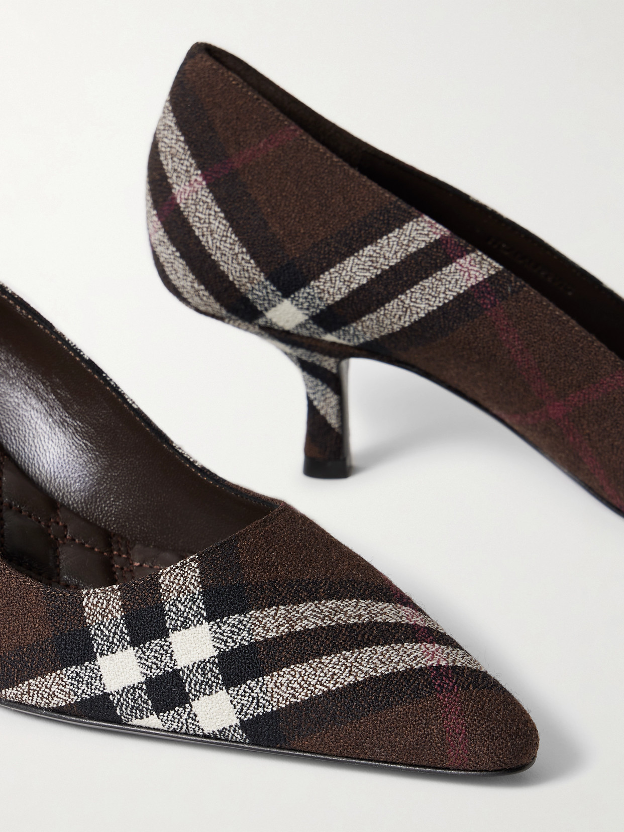 Burberry 25mm Check Dame Wool Pointed-toe Pumps In Brown