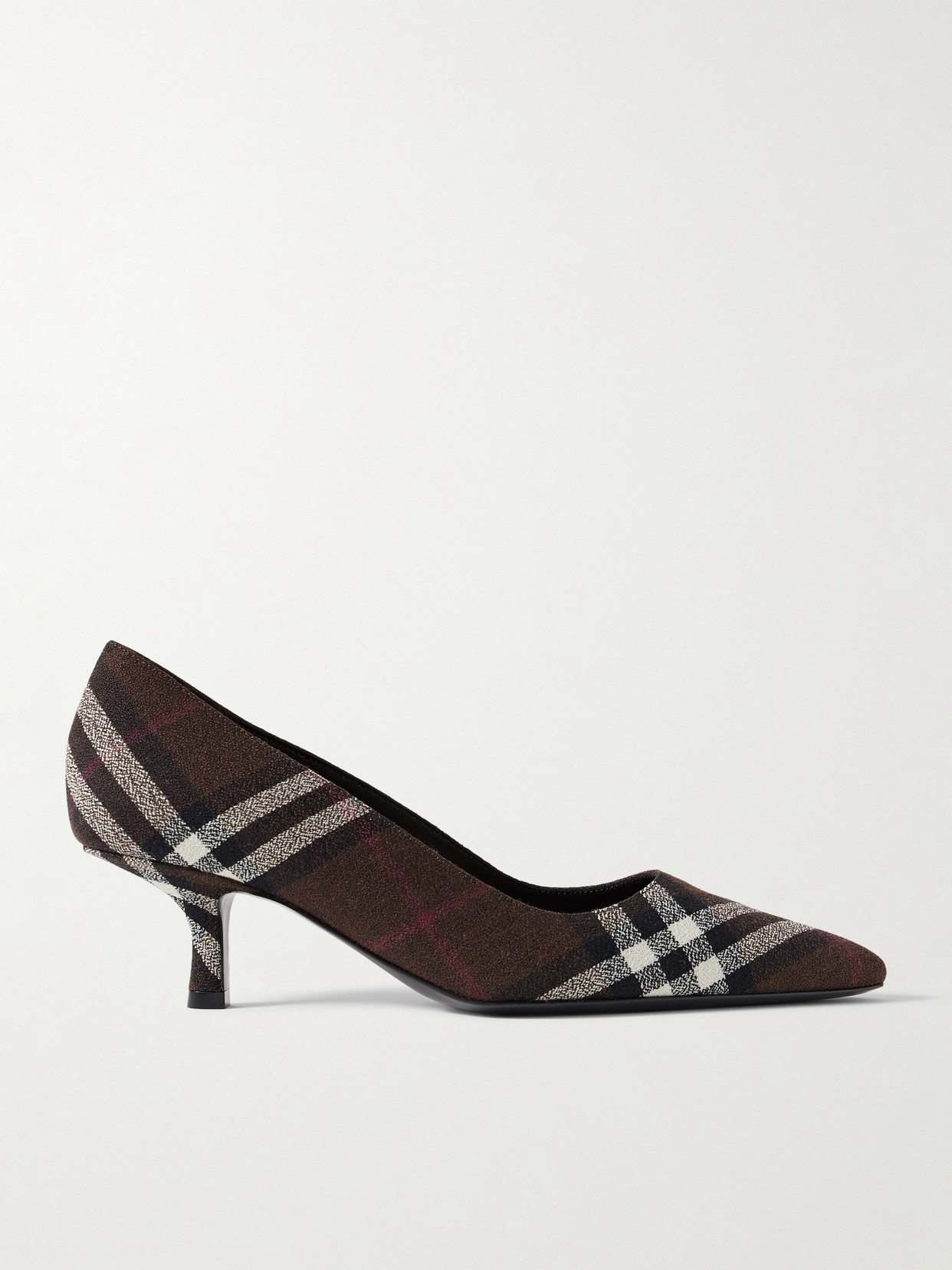 Burberry 25mm Check Dame Wool Pointed-toe Pumps In Brown