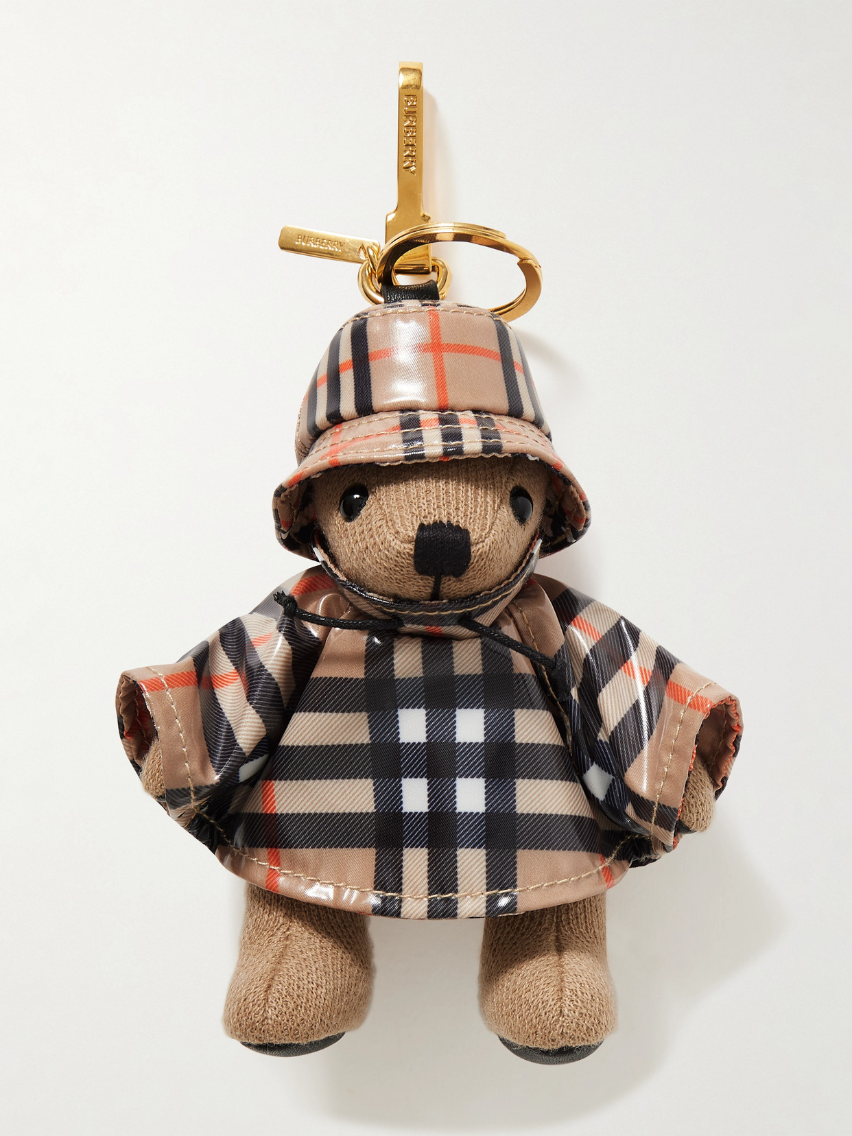 Burberry Wool And Cashmere-blend And Checked Shell Bag Charm In Neutral