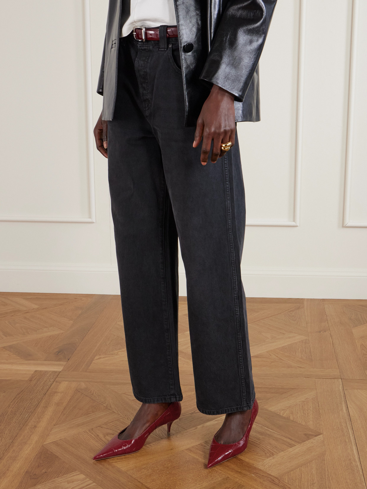 Amina Muaddi Barbara Croc-effect Leather Pumps In Red