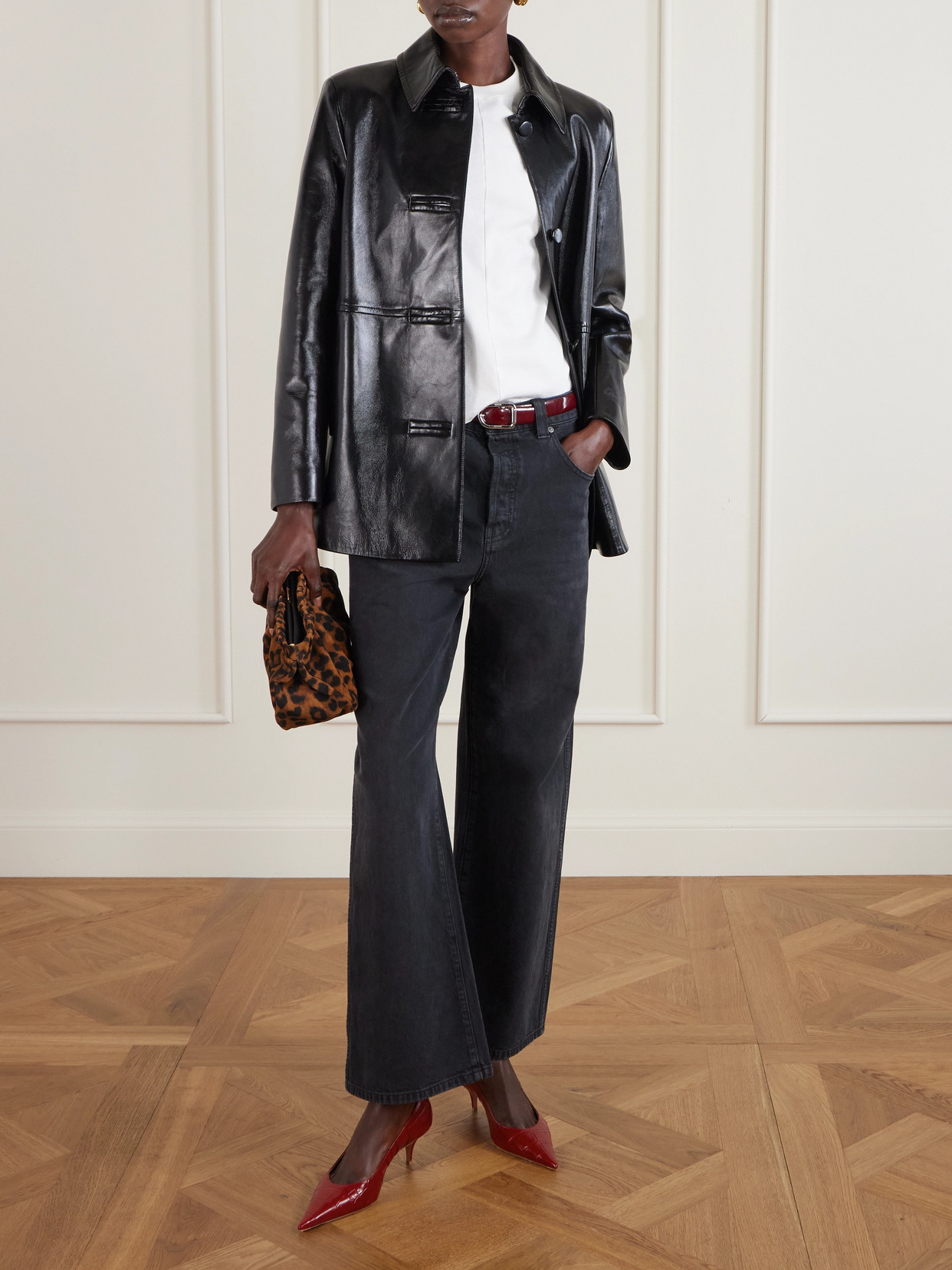 Amina Muaddi Barbara Croc-effect Leather Pumps In Red