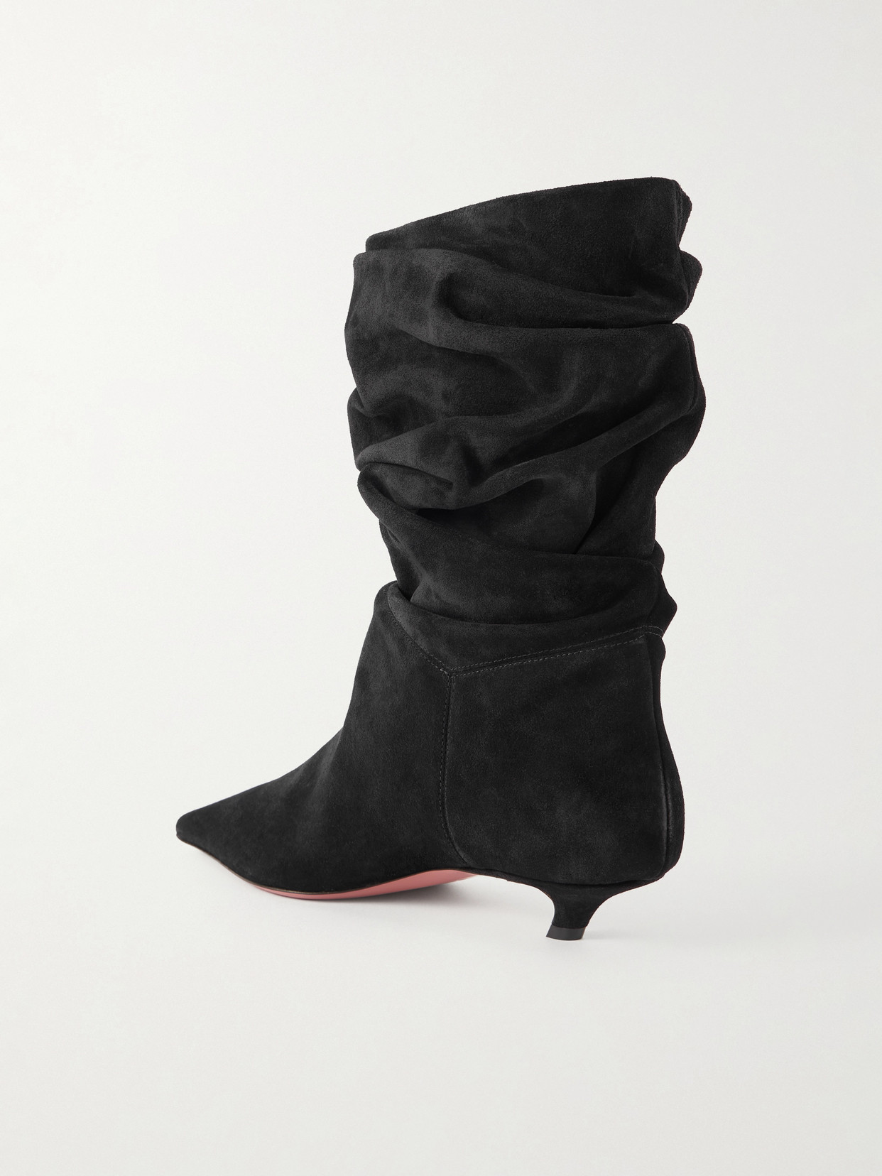 Amina Muaddi Jamie Ruched Suede Ankle Boots In Animal Print