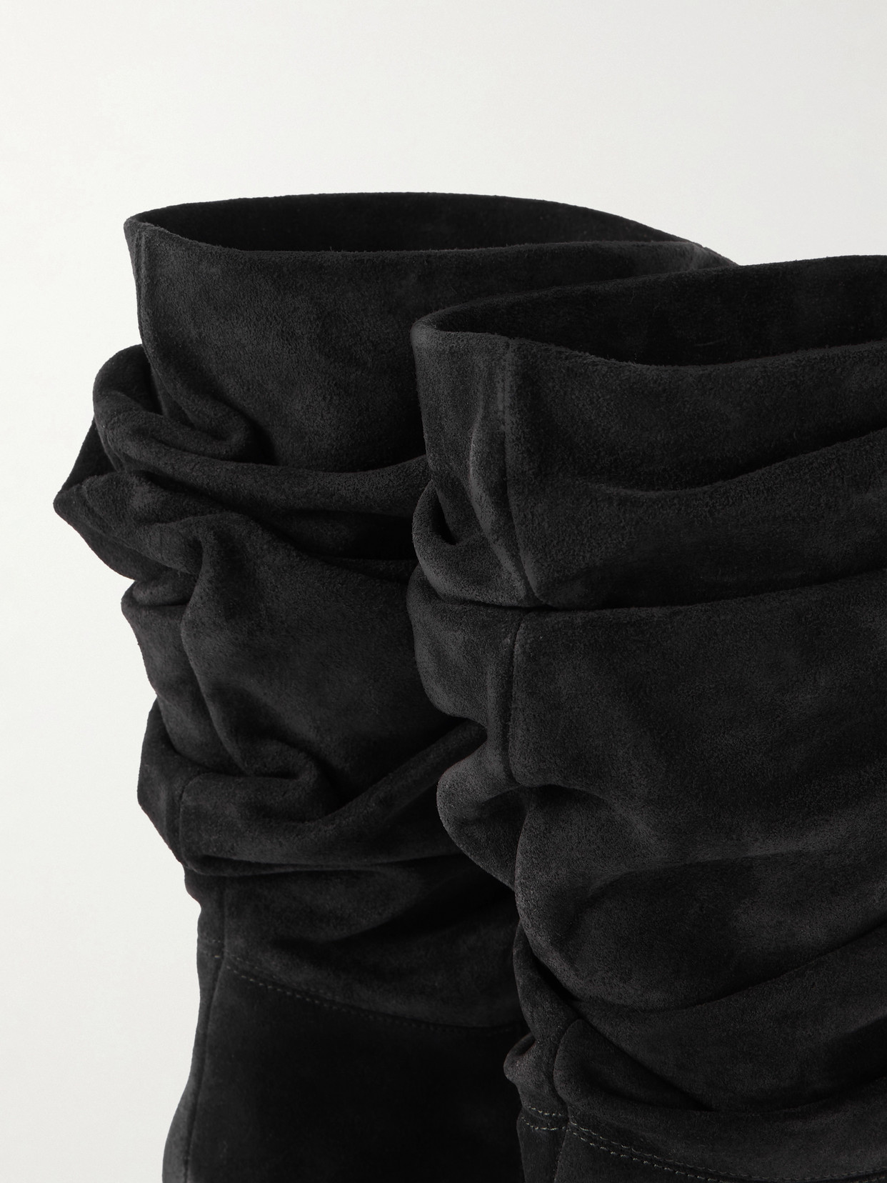 Amina Muaddi Jamie Ruched Suede Ankle Boots In Animal Print