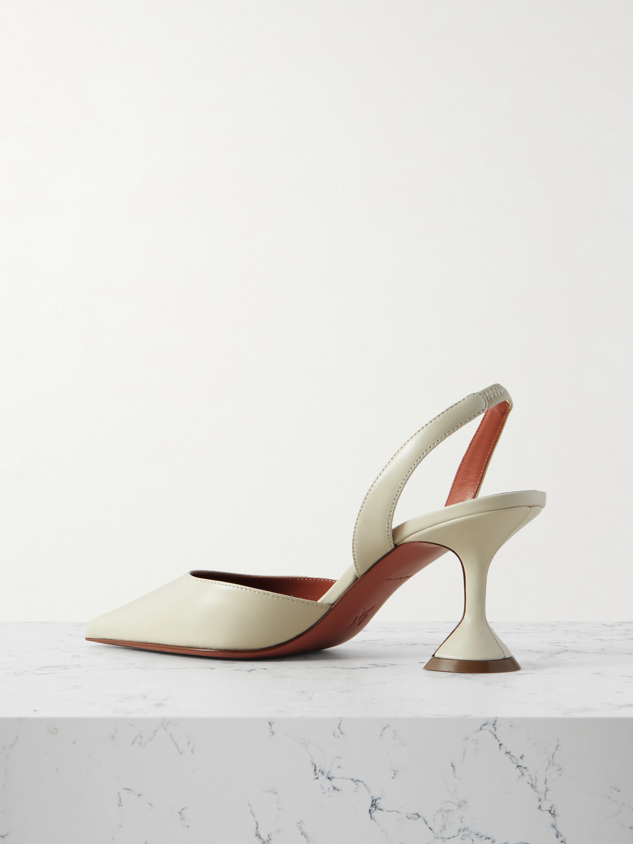 Amina Muaddi Women Holli Leather Slingback Pumps In White