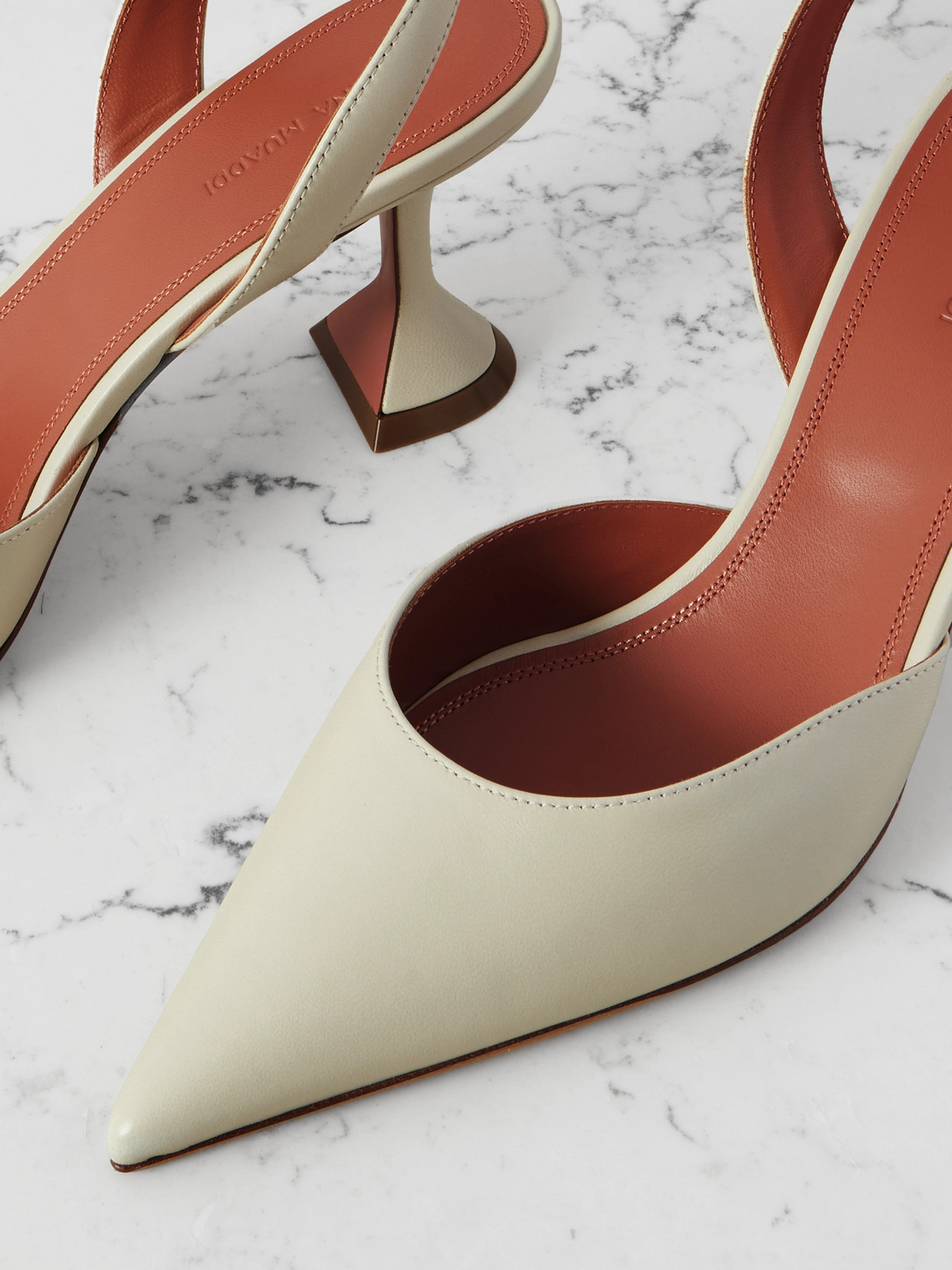 Amina Muaddi Women Holli Leather Slingback Pumps In White