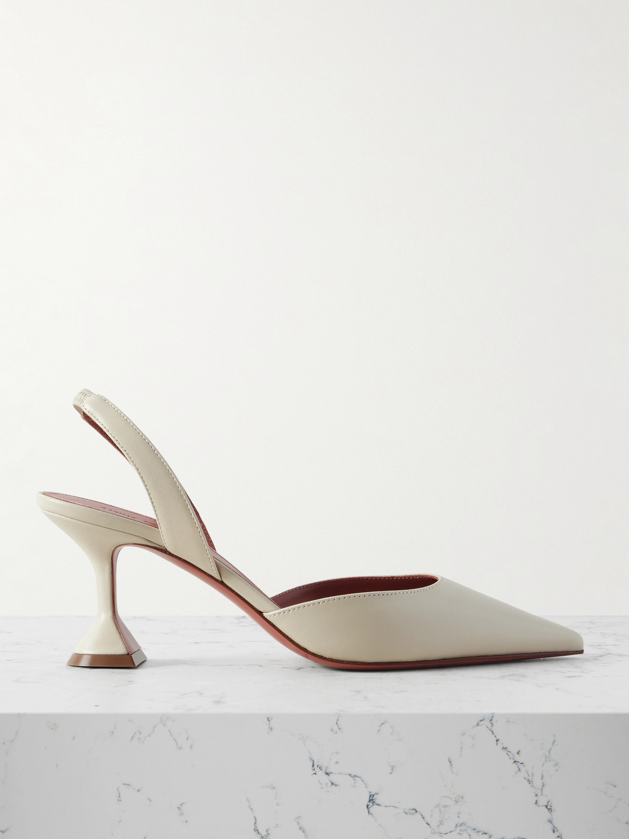 Amina Muaddi Holli Leather Slingback Pumps In White