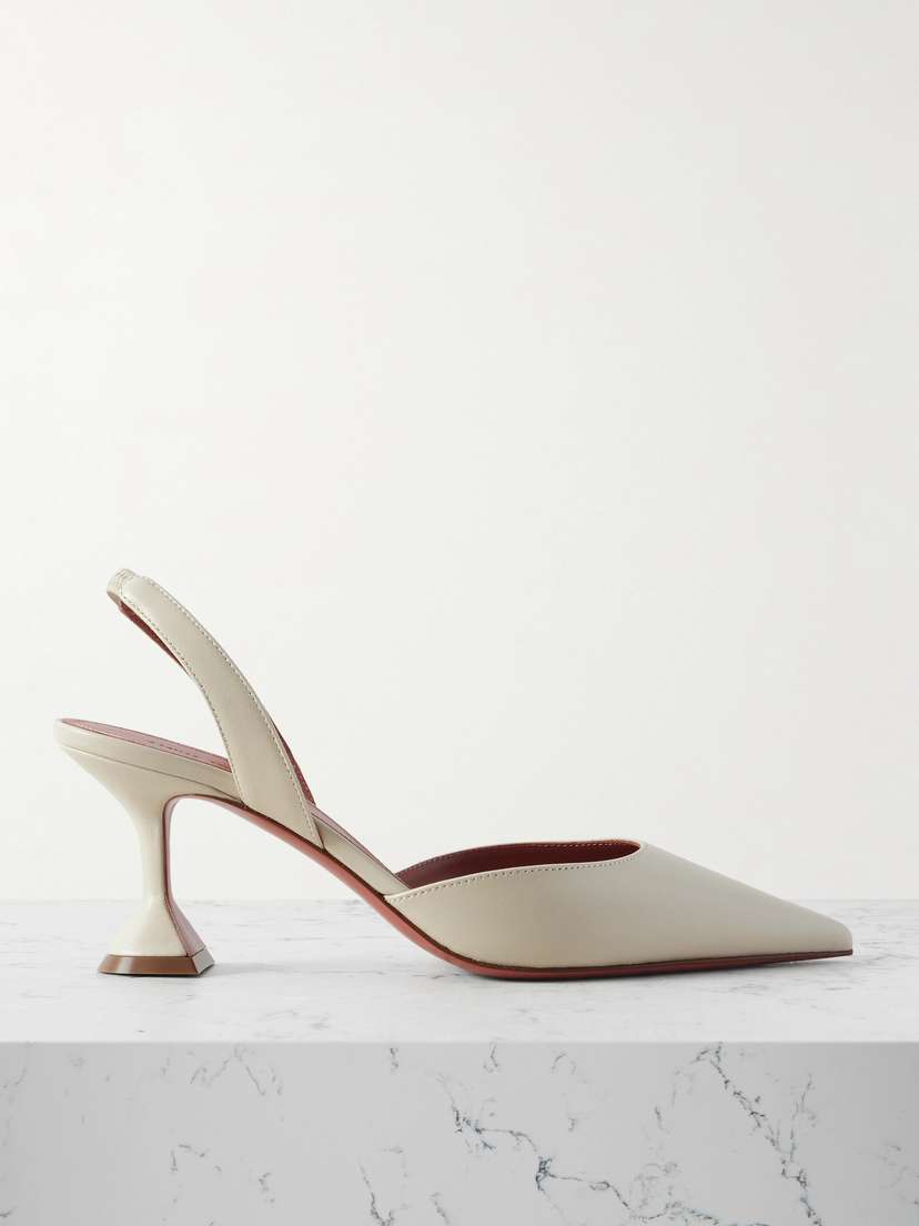 Amina Muaddi Holli Leather Slingback Pumps