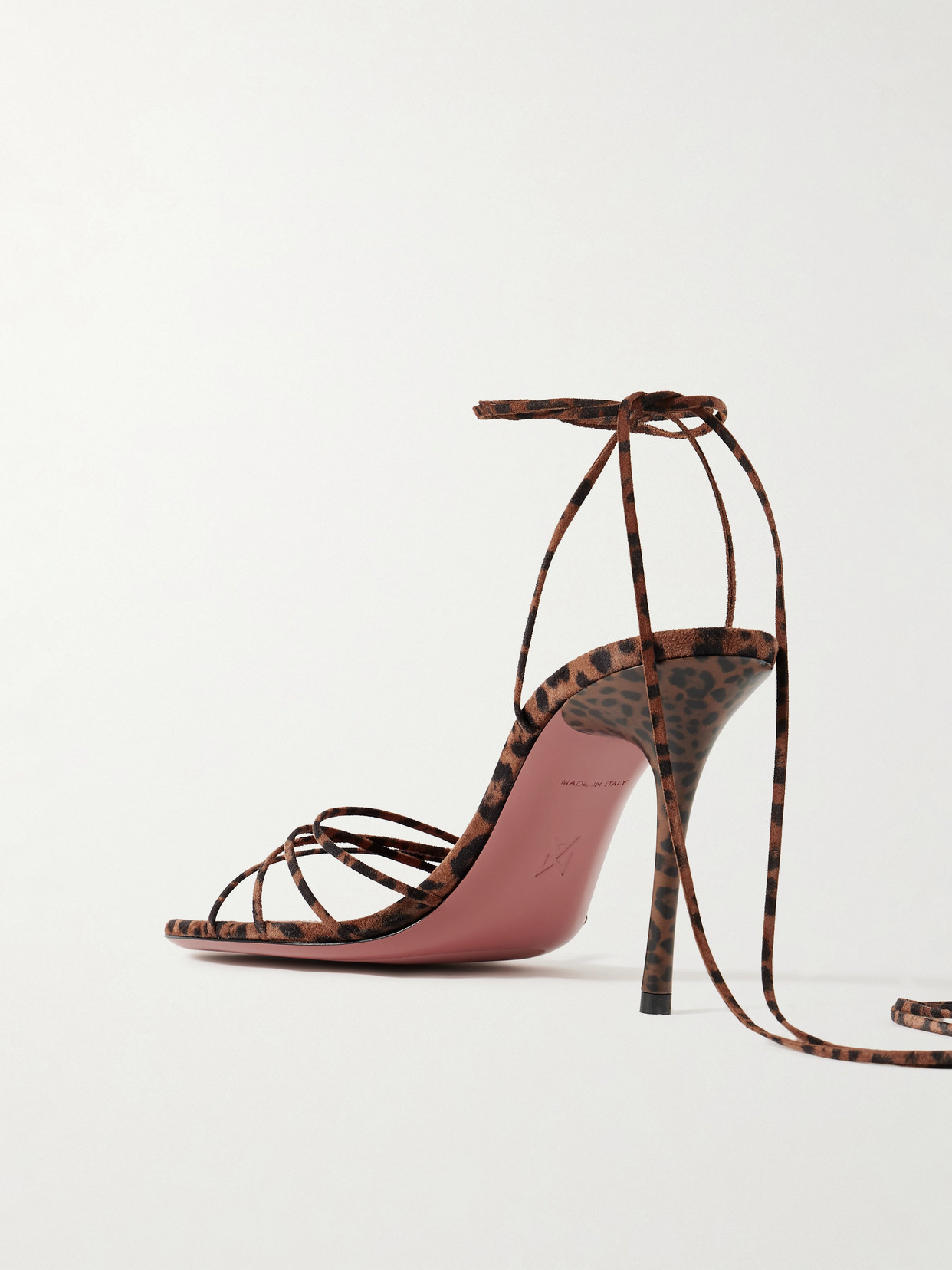 Amina Muaddi Lori Lace-up Leopard-print Suede Sandals In Animal Print