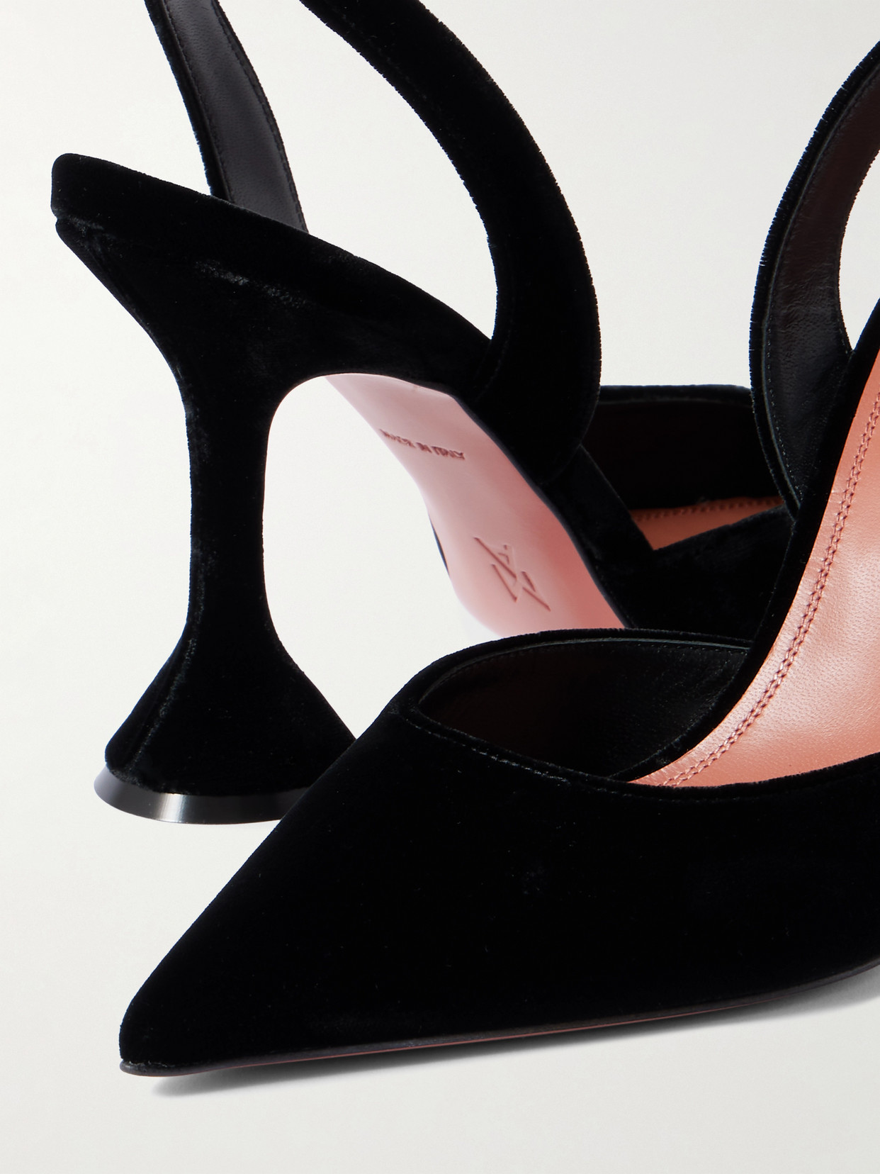 Amina Muaddi Holli 95 Sling Pointed-toe High-heeled Sandals In Black