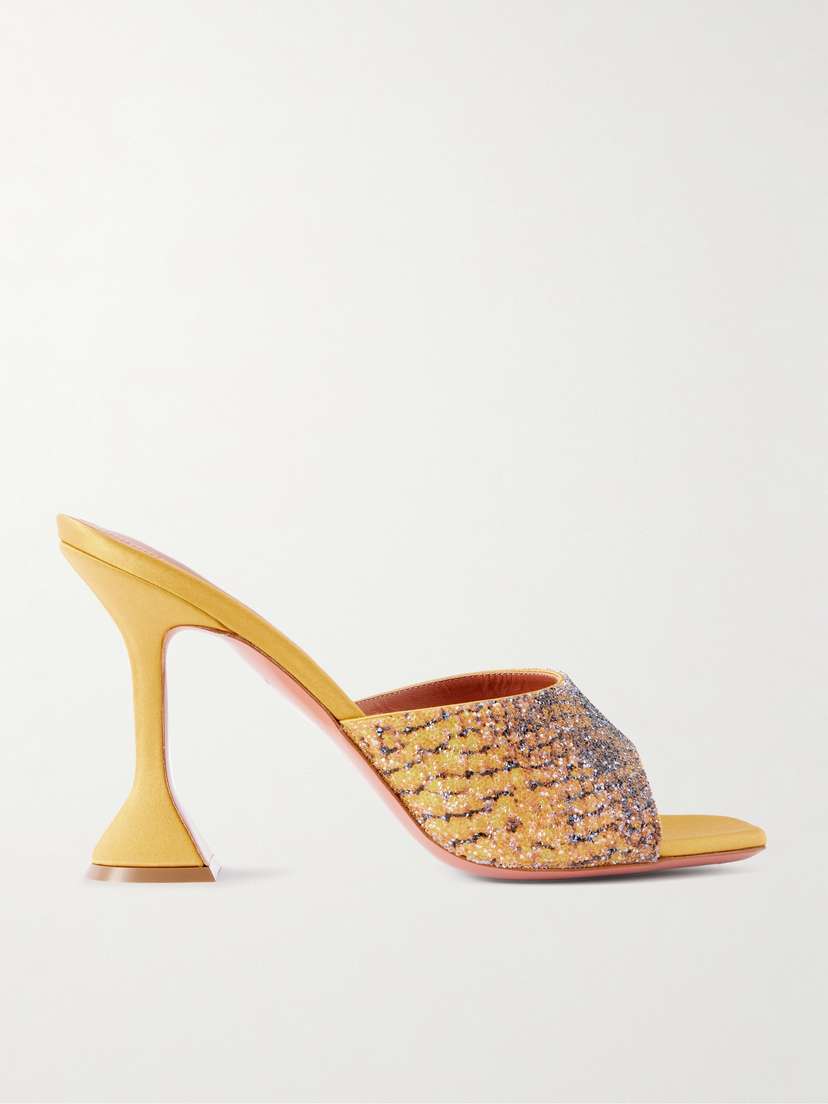 Amina Muaddi Lupita Crystal-embellished Printed Leather Sandals