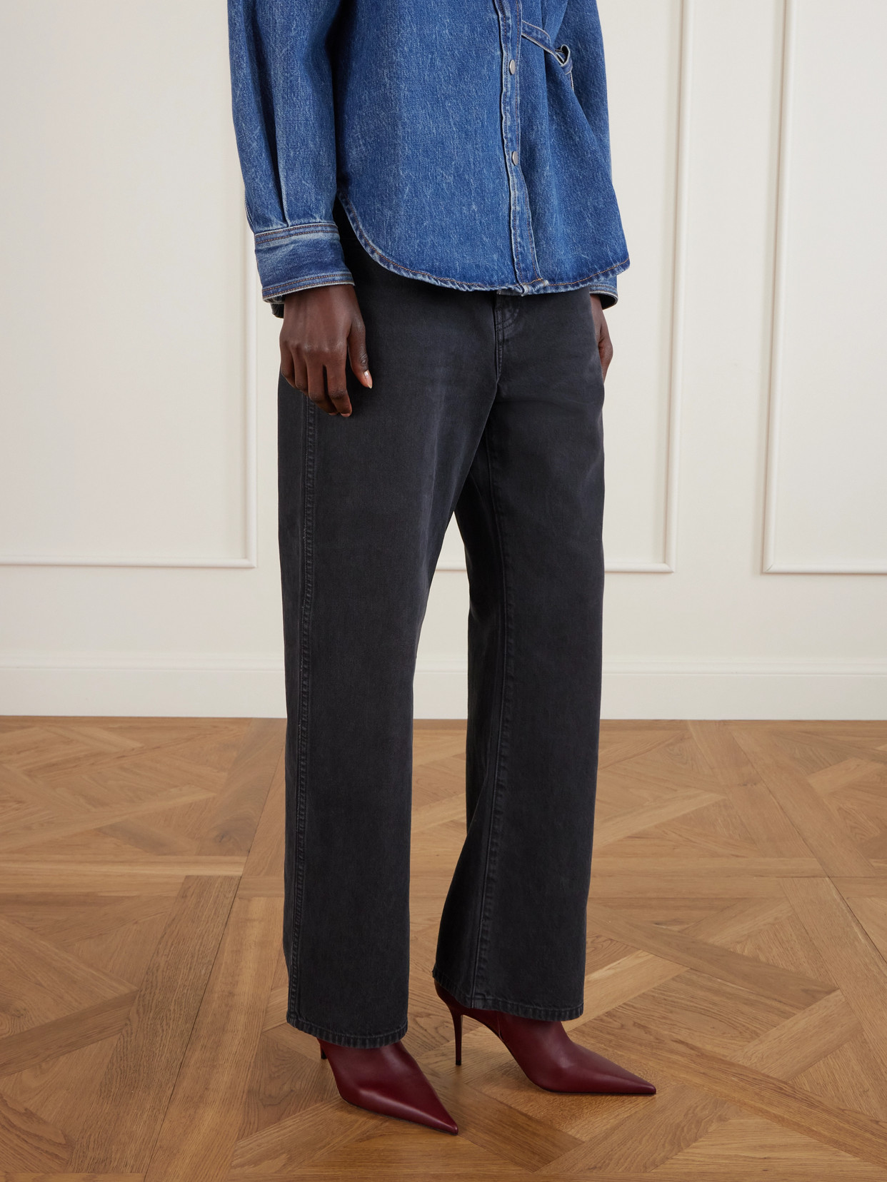 Amina Muaddi Barbara Leather Ankle Boots In Animal Print